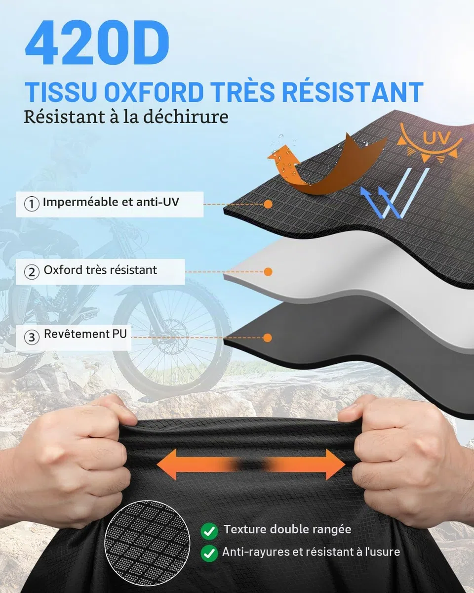 SUPAREE Housse de Protection 2 Velo Bache Velo Transport Housse pour Vélo Camping Car 420D Oxford Avec Poche pour Panneau d'avertissement Imperméable pour Voiture Voyages