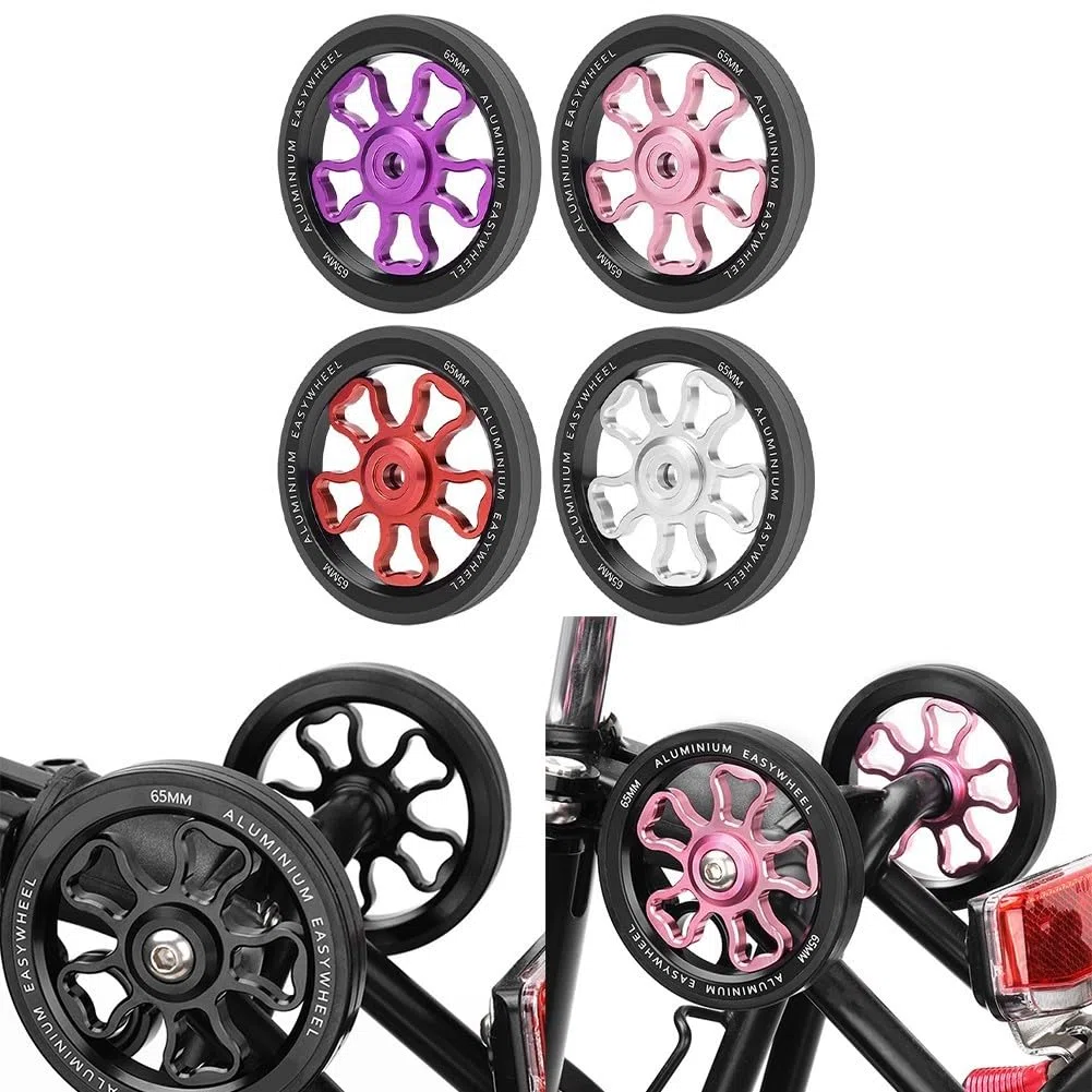 Roue de vélo pliable Easy Wheel, 70 mm pour Brompton et pour 3Sixty avec alliage d'aluminium et construction en caoutchouc, conçue pour une utilisation fluide (noir)