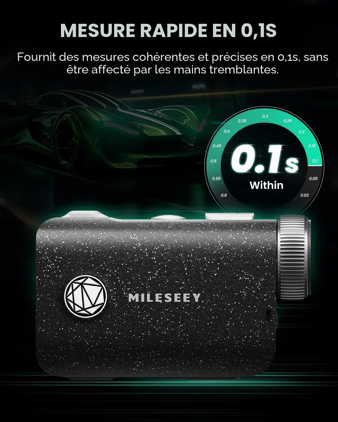 Haut de Gamme de Poche avec IP65 étanche, 1000 Yards telemetre Golf Rechargeable, 0.1S Rapide Drapeau de Verrouillage de Vibration pôle, telemetre Laser Golf (Black)