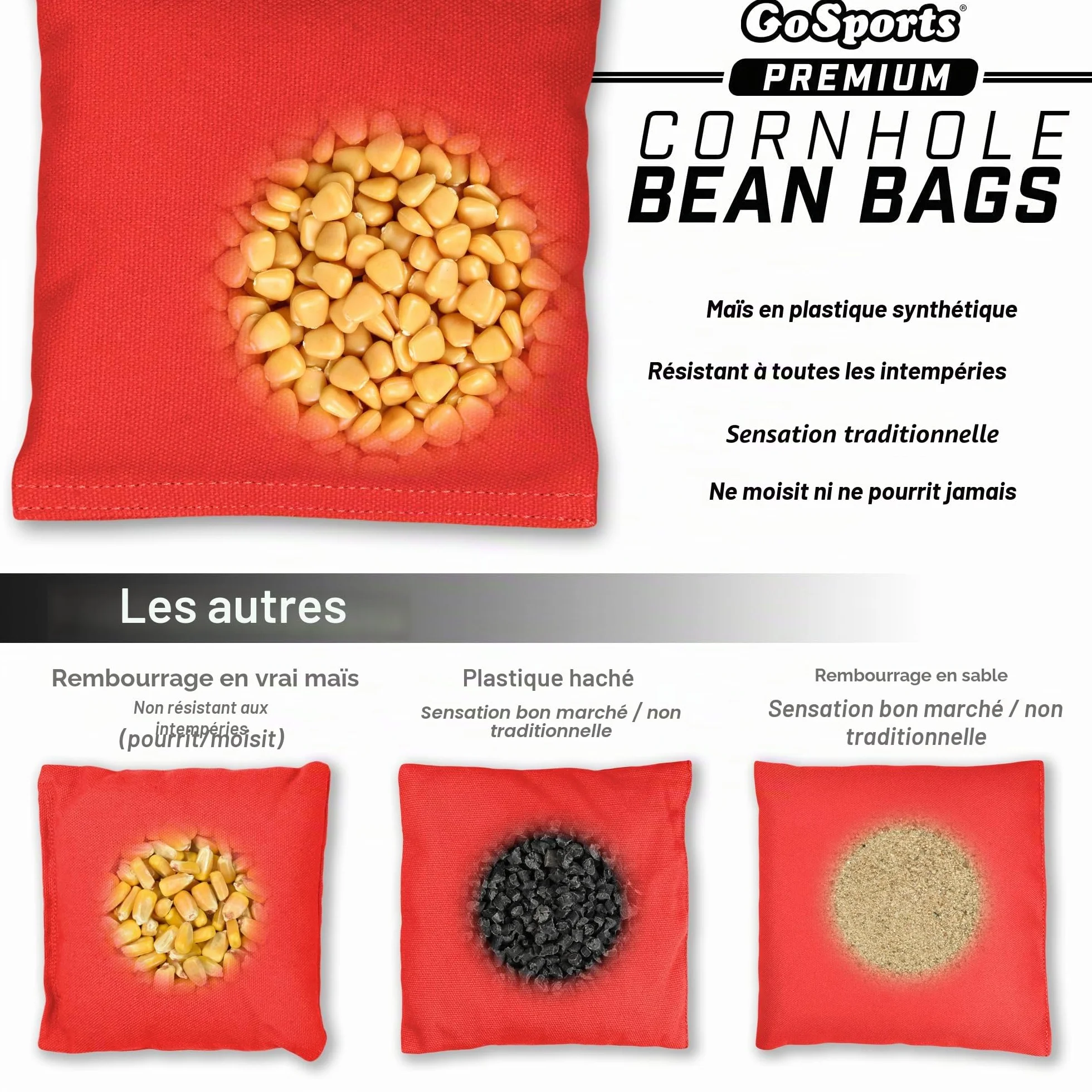GoSports Lot de 4 Sacs de Cornhole Toutes Saisons 16 Couleurs