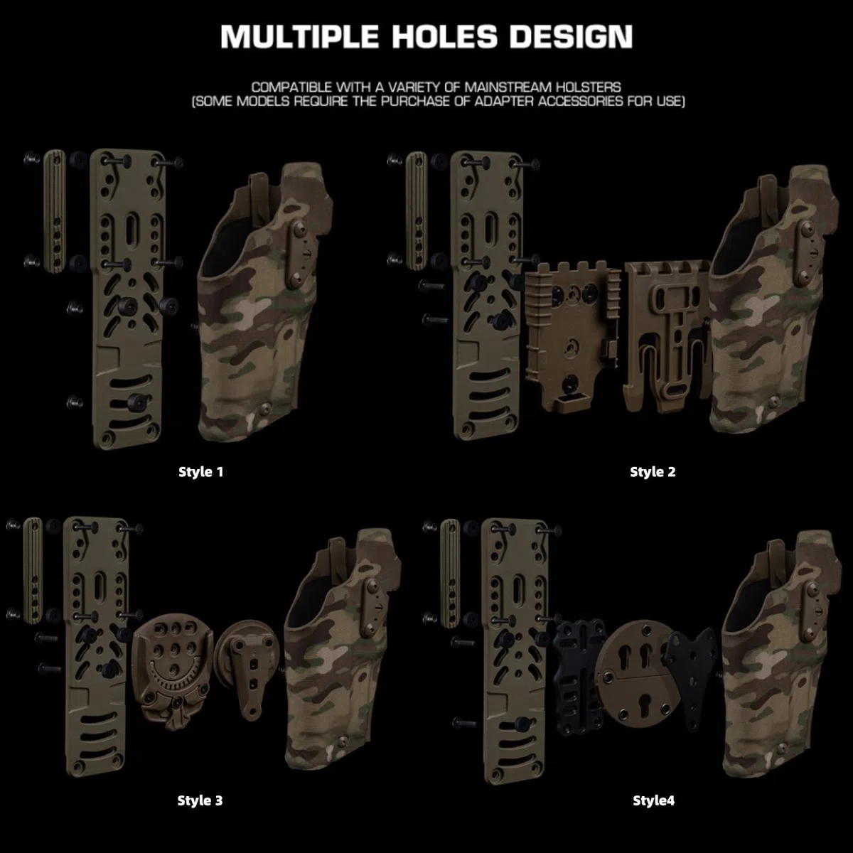Adaptateur modulaire pour étui à Arme, Adaptateur Tactique pour étui de Jambe pour kit QLS, Accessoire pour Ceinture de Service avec Sangle de Cuisse pour Airsoft, Chasse et tir