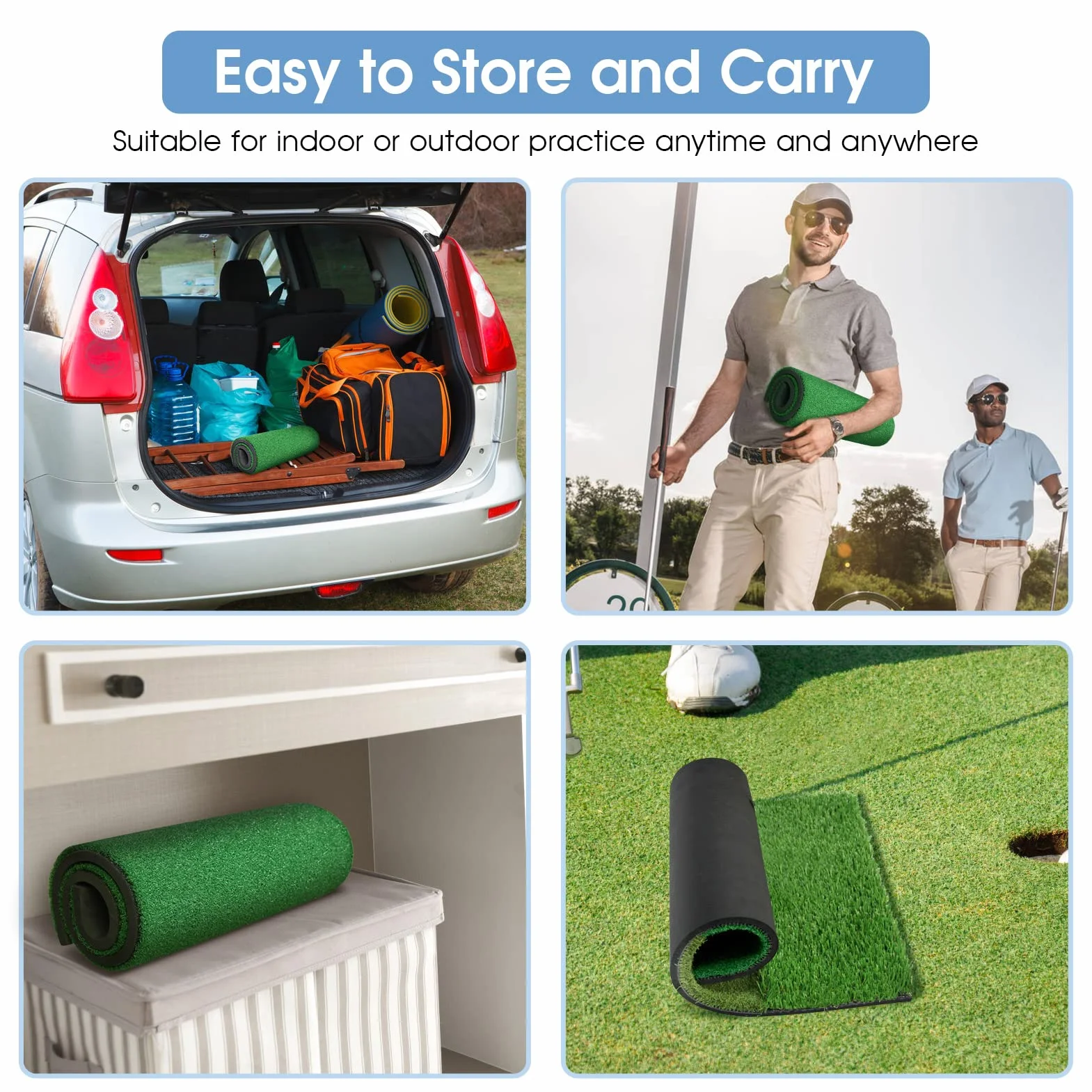 Tapis de Golf, Tapis de Portable Tapis d'entraînement Pratique de Tapis 2 Couleurs Herbe de Jardin, Extérieur Entraînement Pratique Frappant Le Coussin de Coussin en Fausse Herbe