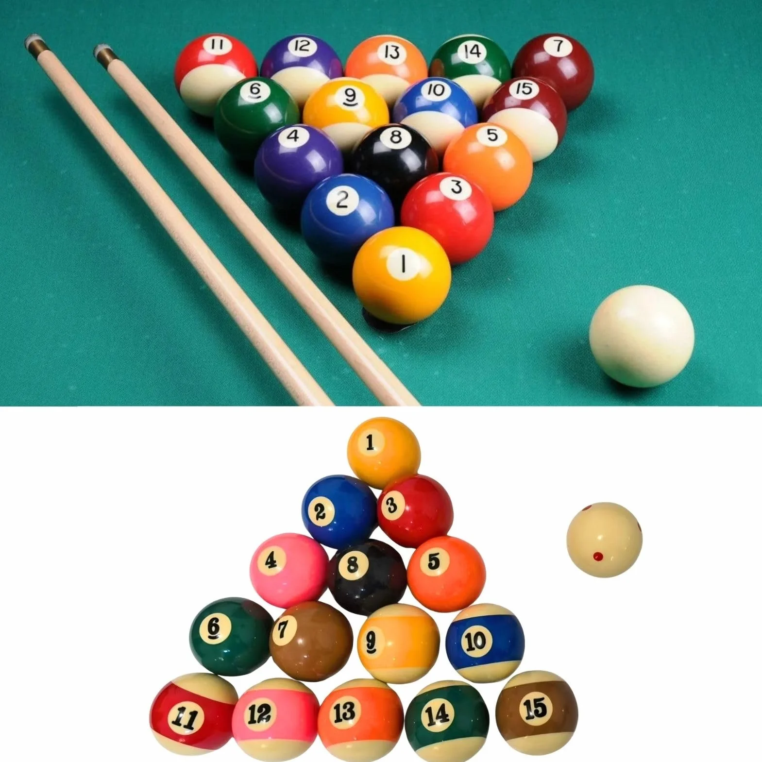Jeu de Boules de Billard 57,2 mm 16 Pièces, Jeu Complet Boule de Billard en Résine pour Compétition et Loisir