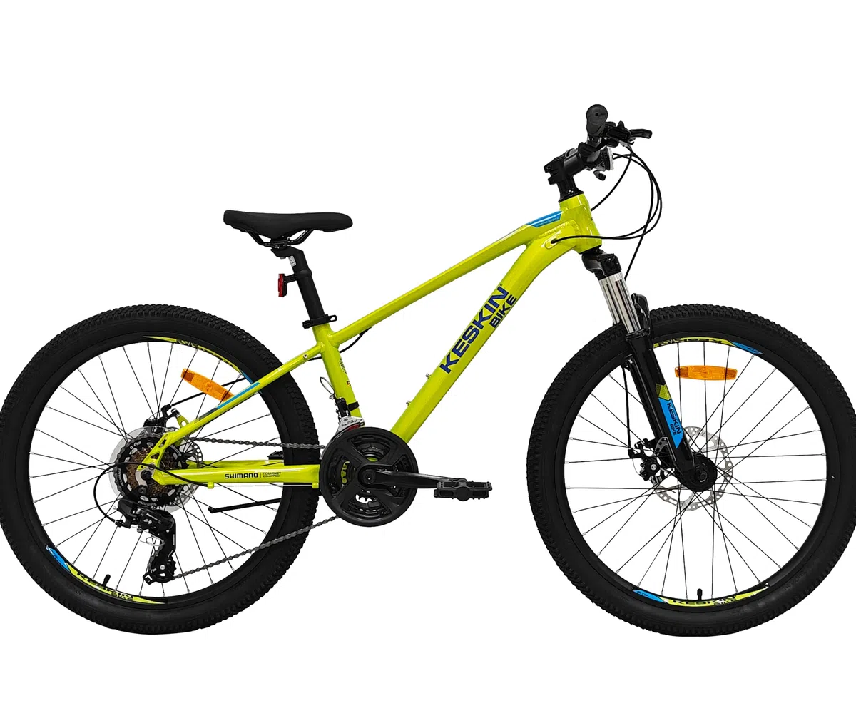 Keskin HT MTB1 VTT pour Enfant 24" – 21 Vitesses, pneus 2,35", Freins à Disque, Cadre en Aluminium, Vert Fluo