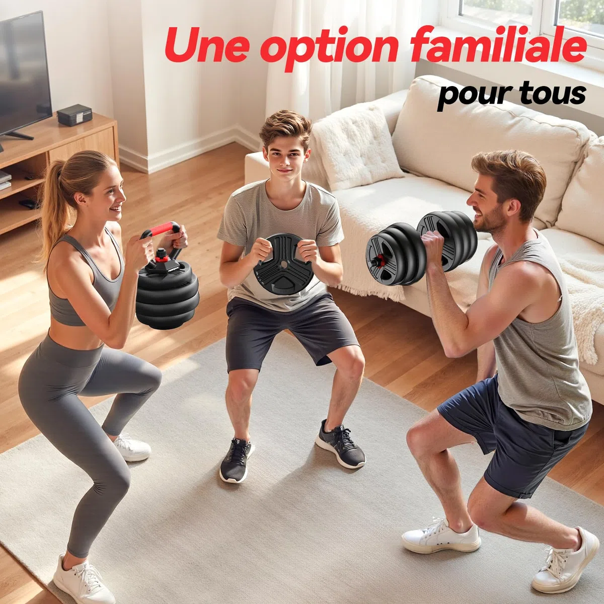 FEIERDUN 10/15/20/25/30/40kg 5 En 1 Kit Haltères Musculation, Poids Réglable, Disque Musculation Dumbbells Barres Pour La Salle De Sport
