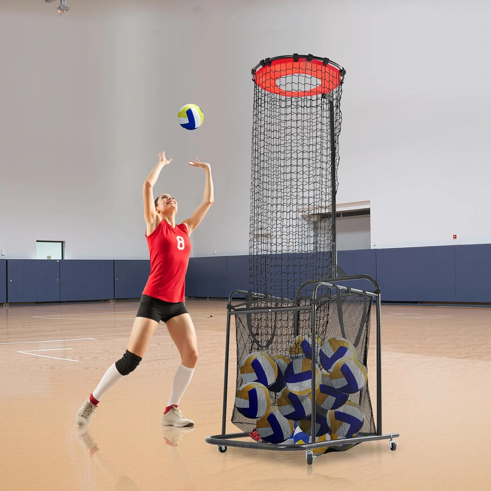 VEVOR Système de filet d'entraînement de volley-ball 20,3 x 3,7 x 3,4 m filet portable 14 filets