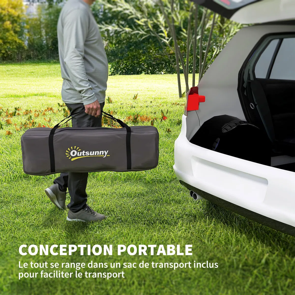 Outsunny Tente de Camping avec Porche pour 4 à 6 Personnes, Tente Tunnel familiale légère ventilée étanche 5 000 mm Montage Facile, Sac de Transport et Tapis Inclus, pour randonnée Trekking, Gris