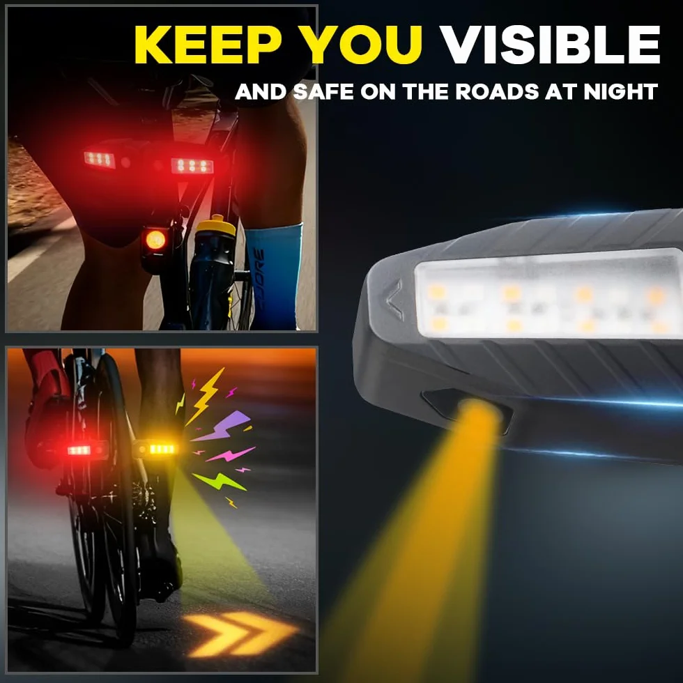 Feu Arriere Velo avec Clignotant Ultra-Lumineux à Projection, 5 Modes-Alarme sans Fil à Corne Clignotant Vélo 30 LED IPX4 Imperméable Rechargeable par USB Lumiere Velo Avant et Arriere