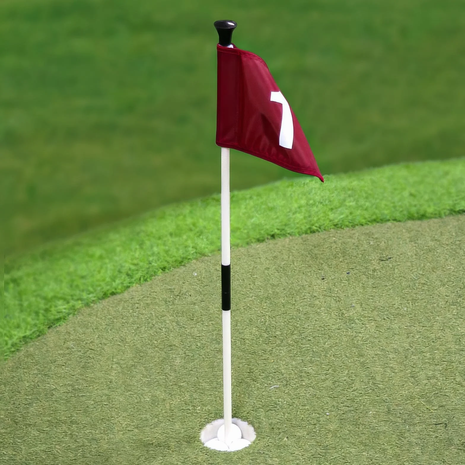 Putting Green Flags Lot de 4 drapeaux numérotés recto-verso (1-4), bâton de golf amovible (hauteur totale 83 cm, diamètre de la tasse de trou de 10,7 cm), rouge, 26 cm x 16,5 cm, accessoire