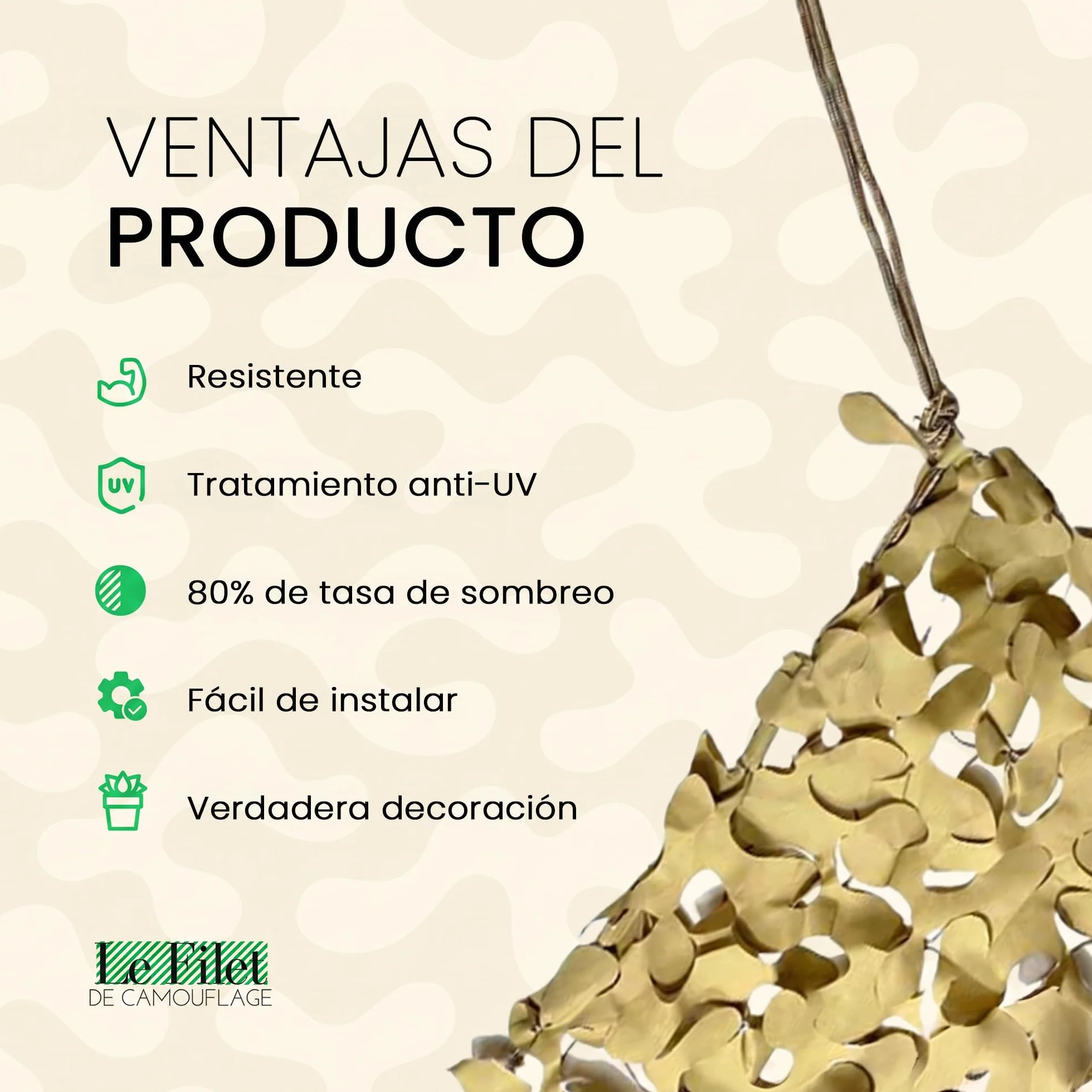 Filet de Camouflage Sable - Filet d’Ombrage Extérieur Résistant - Haut de Gamme - Protection Solaire & Voile d'Ombrage Anti-UV - Différentes Tailles, Formes et Couleurs - Terrasse, Pergola, Jardin