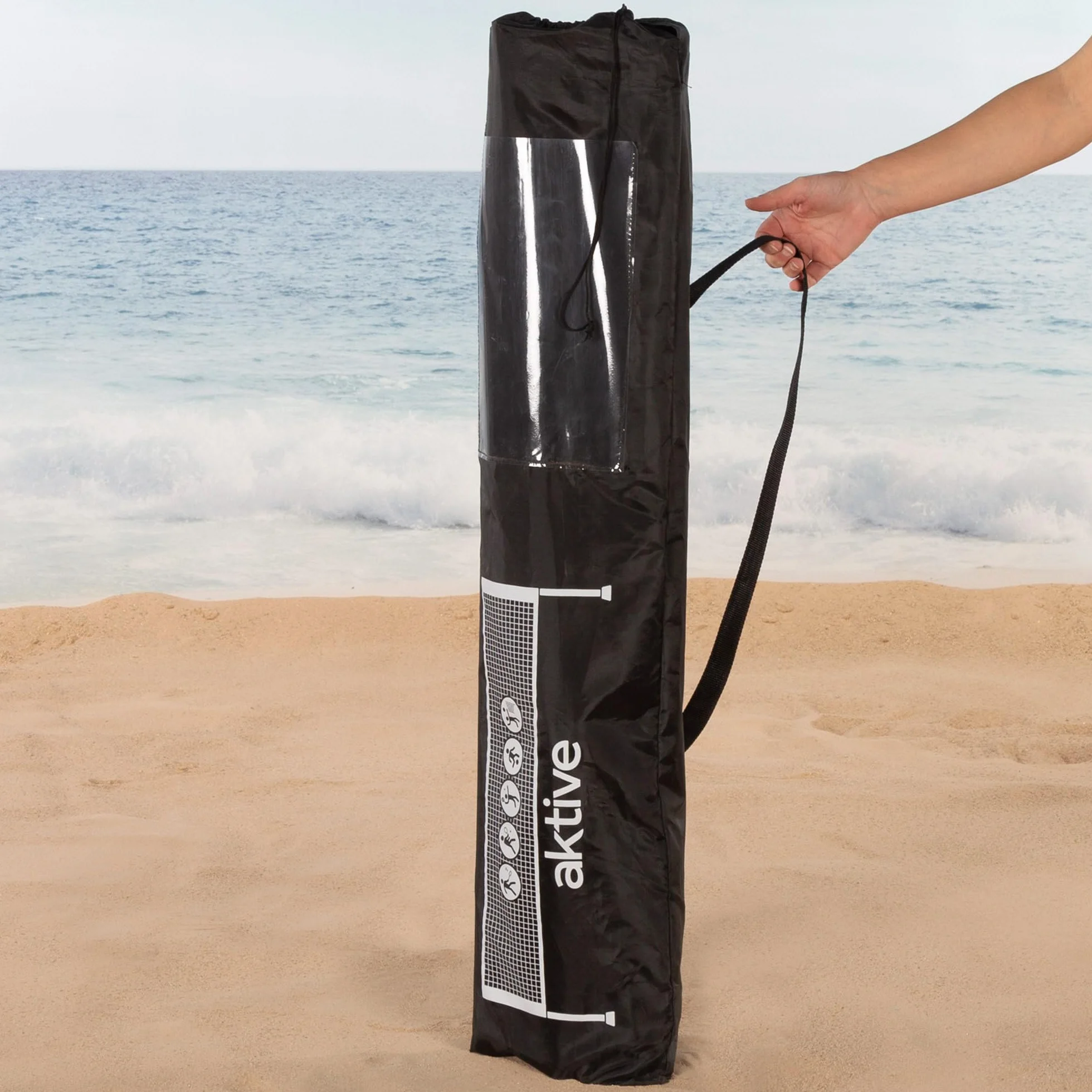AKTIVE Filet de Volley-Ball et Badminton Réglable 505x101x157 cm avec Sac de Transport