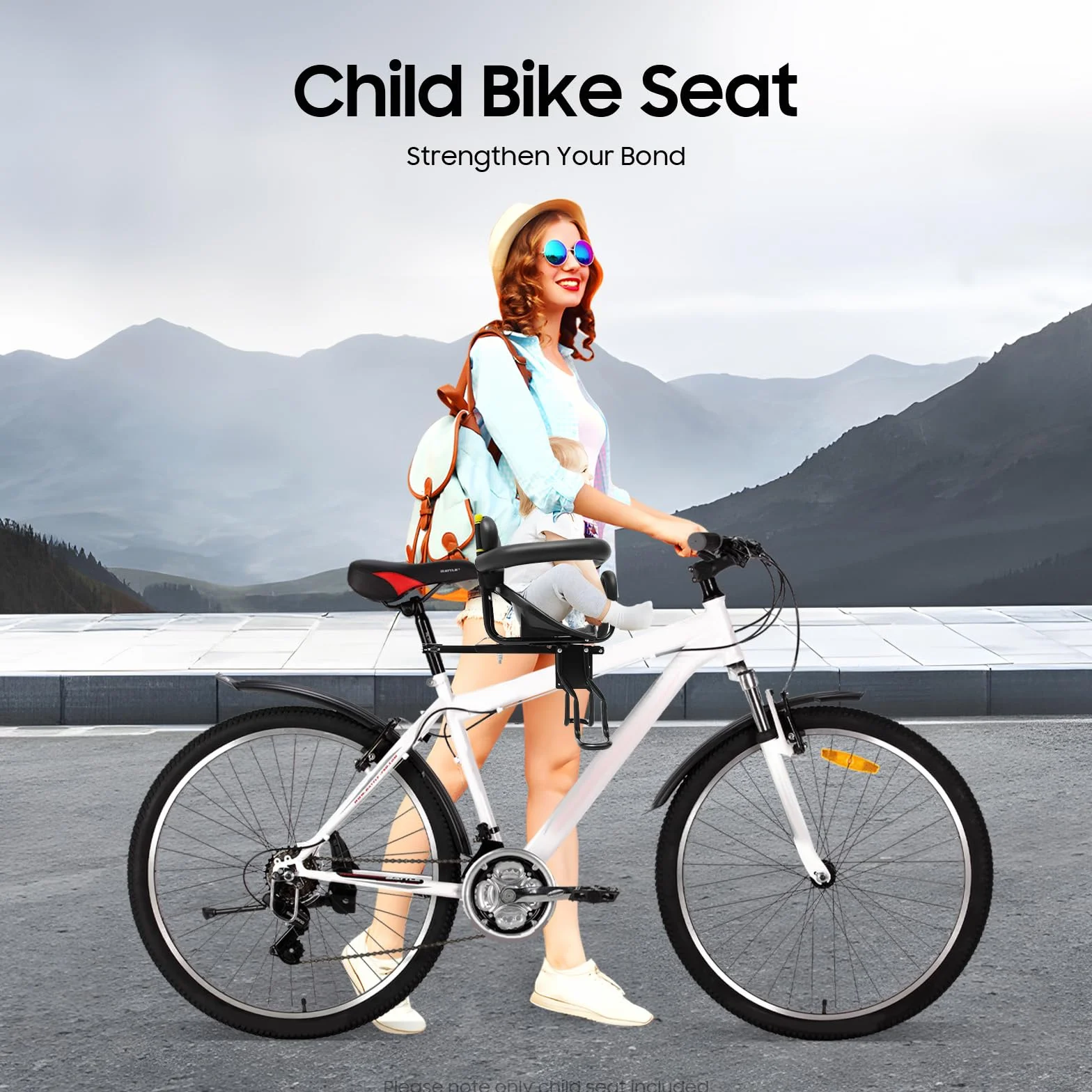 Siège de vélo pour enfant avant - Siège enfant arrière jusqu'à 35 kg - Siège de vélo pour enfant de 1 à 5 ans - Avec ceinture de sécurité et arceau pliable - Pour VTT, vélo de ville et vélo pliant