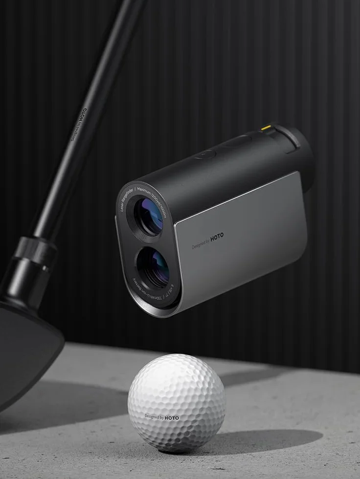 HOTO Télémètre Golf Laser 1100 yd, avec Compensation de Pente/Verrouillage de Drapeau, Grossissement 6 x, Précision ±1 m, Mesure Instantanée 0,5 s, Oculaire en Silicone, Recharge USB-C