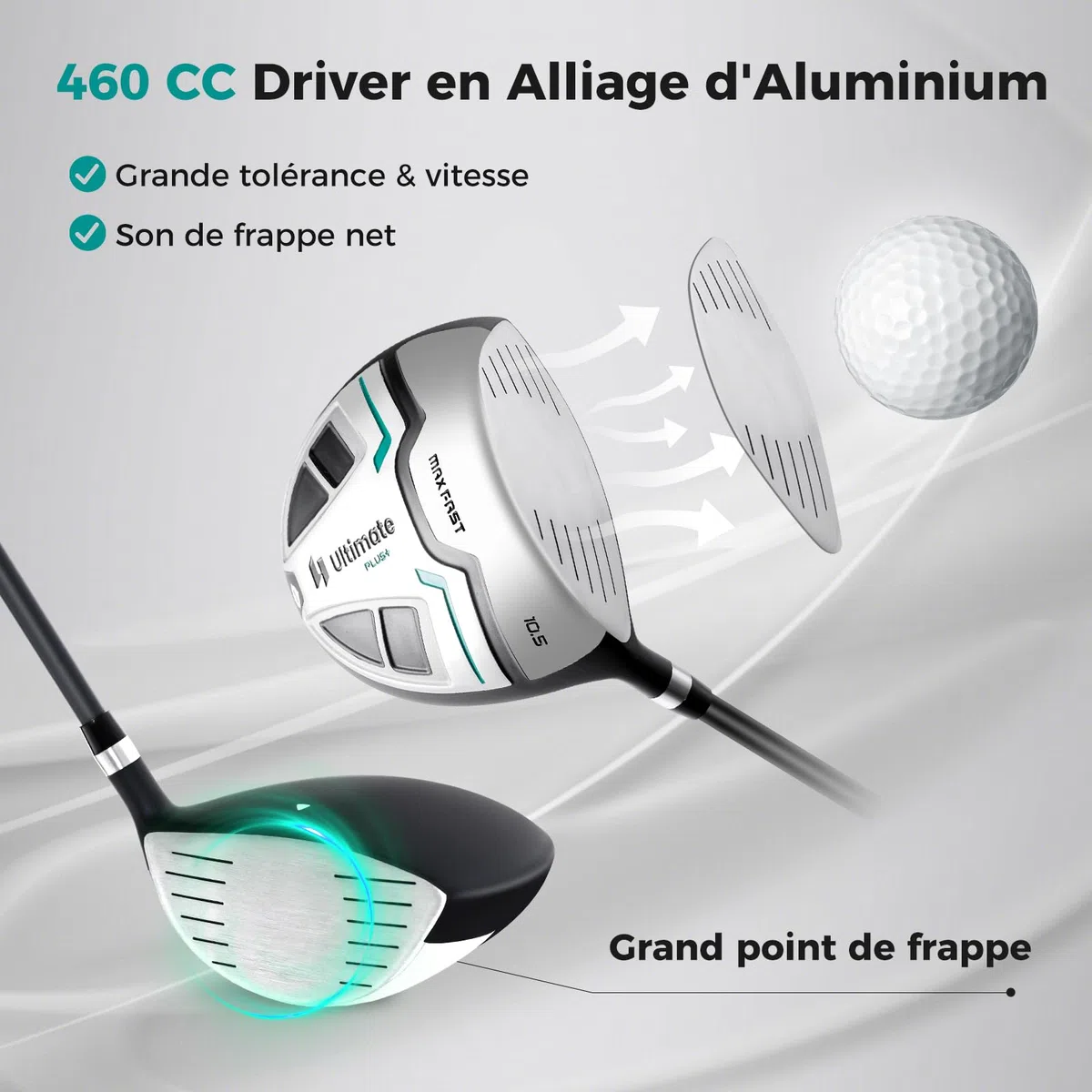 GYMAX Ensemble Complet de Clubs de Golf pour Hommes Droitier, Comprenant Driver #1 460CC, Fairway #3, Hybride #5, Fers #5, #6, #7, #8, #9, #P, #S, Putter, 3 Couvre-Golf et Sac de Golf