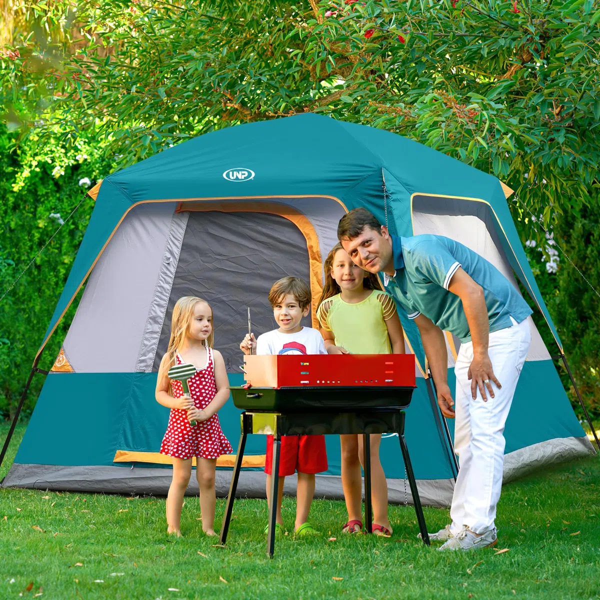 UNP Tente 4-8 Personnes, Facile à Installer, ImperméAble avec Toit Anti-Pluie pour Camping/RandonnéE Et RandonnéE