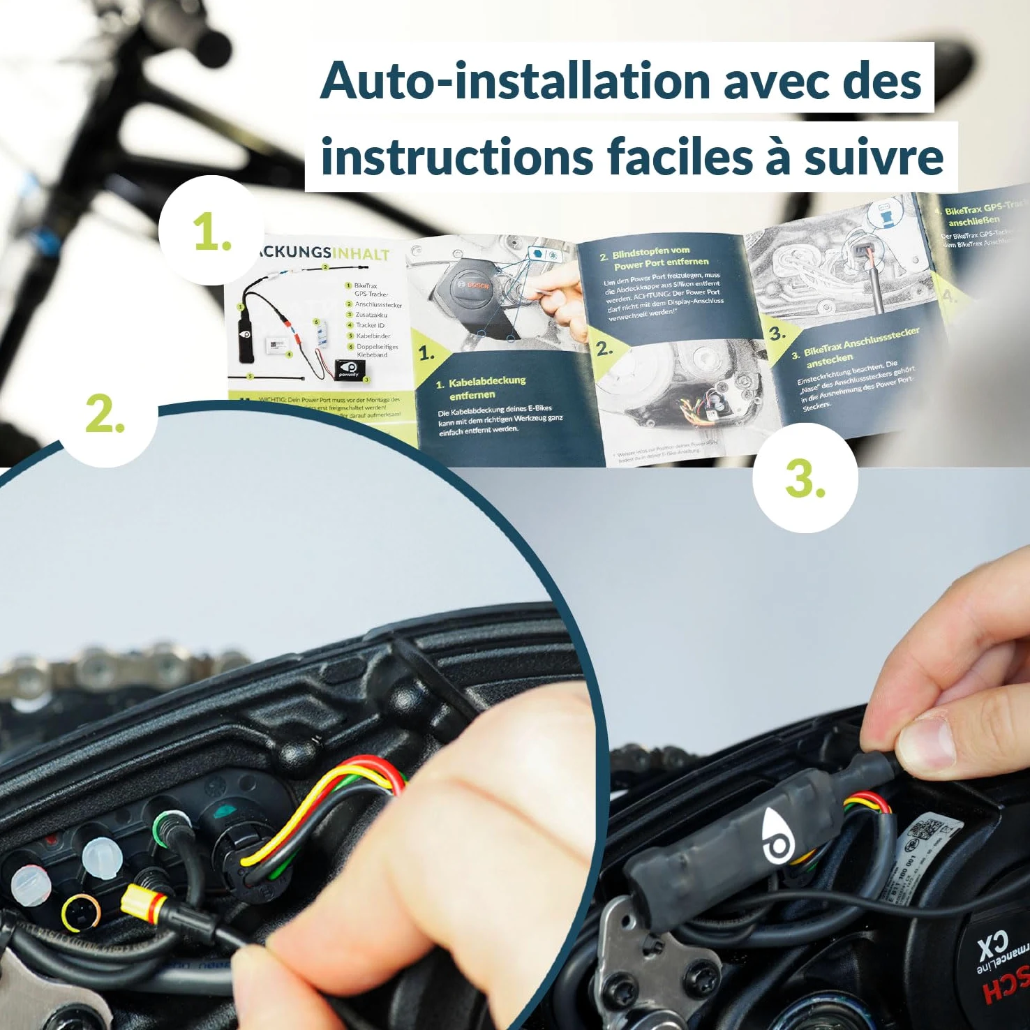 BikeTrax Traceur GPS Vélo Électrique - Compatible avec 95% des Marques, Protection Contre Le Vol Puissante, Suivi en Temps Réel Via App iOS et Android, Inclus : Système d’Alerte et Carte SIM