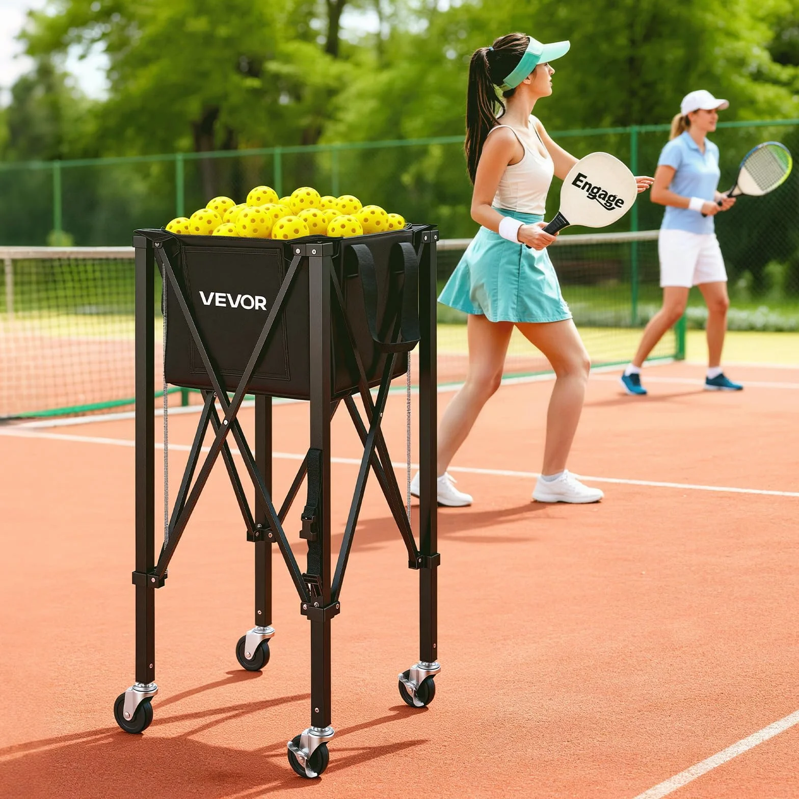 VEVOR Panier à Balles de Tennis avec roulettes, Capacité