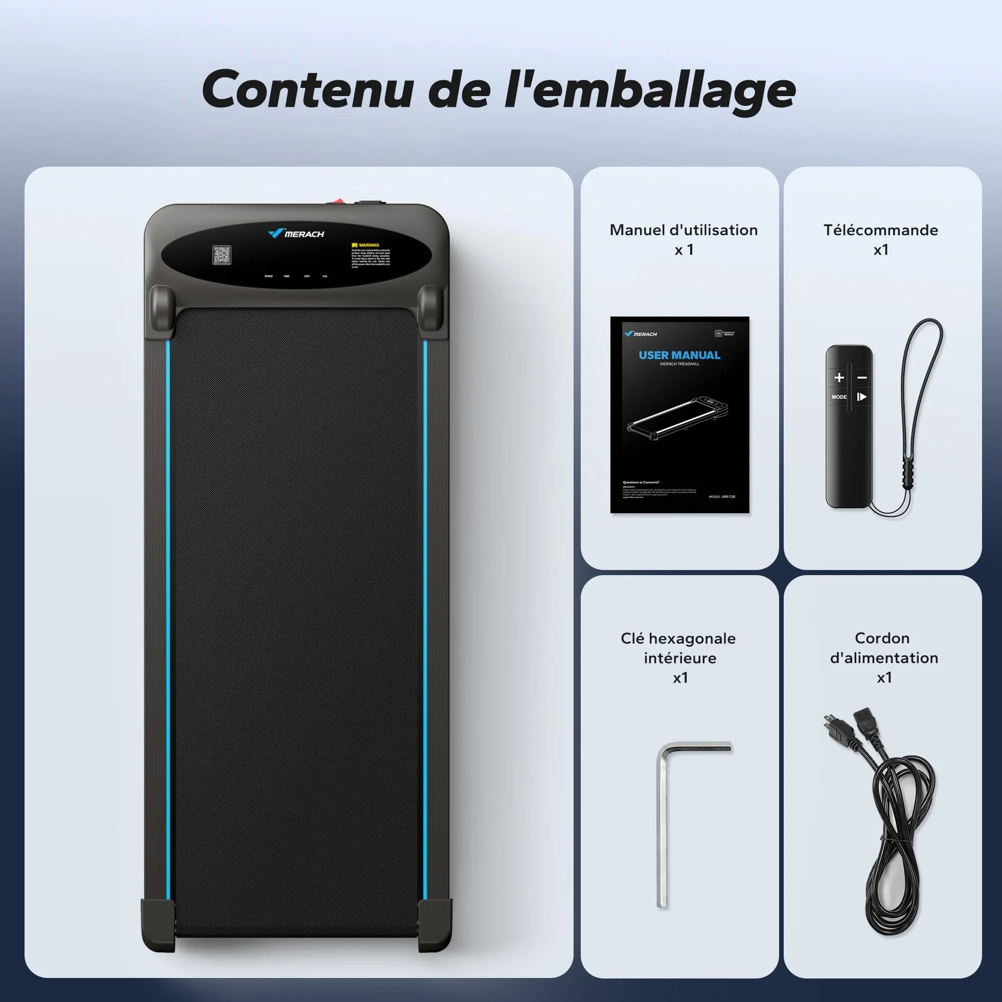 MERACH Tapis de course sous bureau 2 en 1 10 km/h 40 dB silencieux avec télécommande