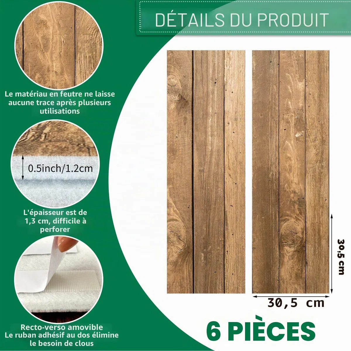 KEAGAN Cible de fléchettes en bois - Protection murale en feutre - Protection murale autocollante - Panneau de fléchettes - Panneau de fléchettes - Carreaux muraux en feutre