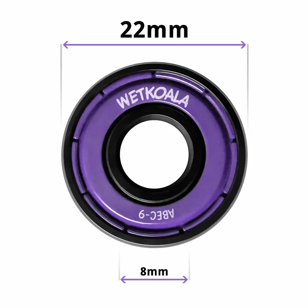 ABEC 9 Roulements à billes Premium (8 pièces) pour skateboards, rollers, longboards, waveboards, patins à roulettes, etc. | Taille unique 608 ZZ