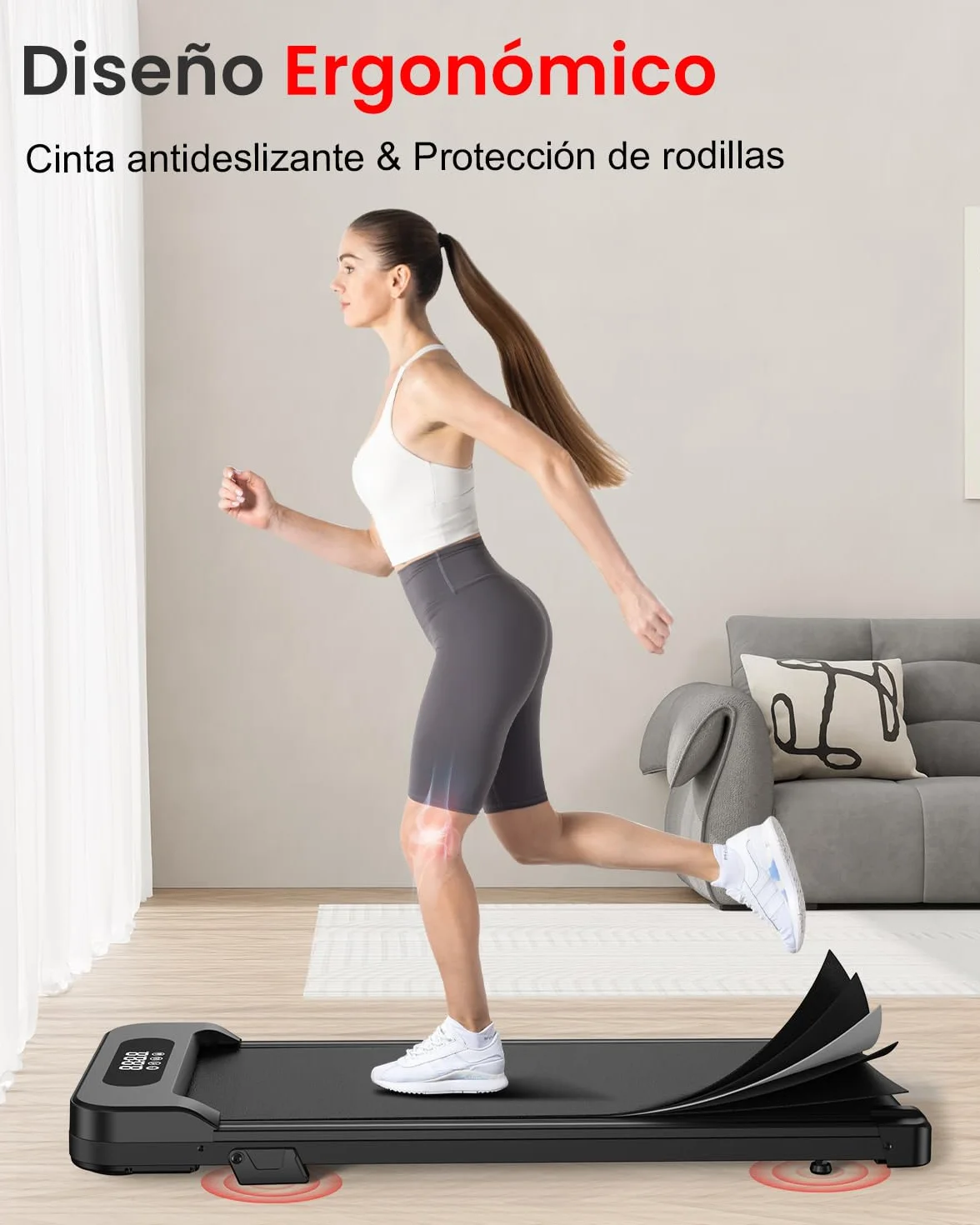 HomeFitnessCode Tapis de Course Électrique Pliant Walking Pad 8 km/h, 2.5HP, Large Surface 40cm, Télécommande et Écran LCD - Cadre Renforcé, Capacité de 265 LB - pour Maison et Bureau (Noire)