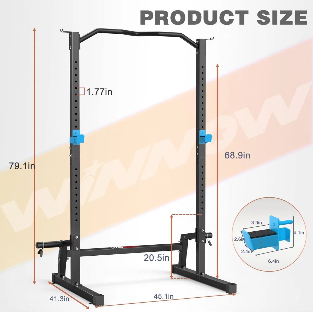 WINNOW Cage de Puissance Tour de Puissance pour Salle de Gym à Domicile réglable en Hauteur Squat Rack Station de Traction multifonctionnelle Support de Squat Support d'haltères