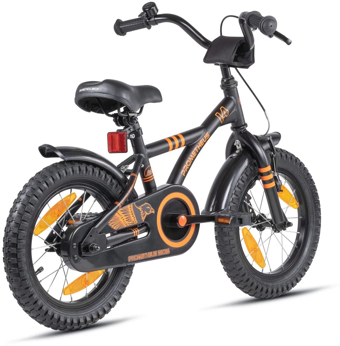 PROMETHEUS BICYCLES Velo Enfant 4 Ans Garcon vélo Fille 14 Pouces a Roulette pour 3 a 5 Ans - BMX en Noir Mat Orange