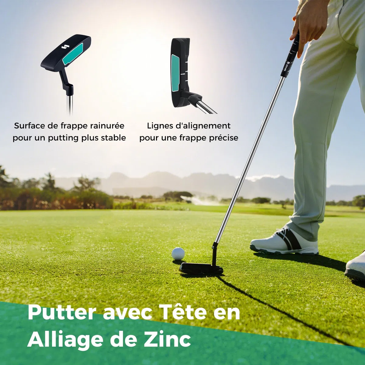 GYMAX Ensemble Complet de Clubs de Golf pour Hommes Droitier, Comprenant Driver #1 460CC, Fairway #3, Hybride #5, Fers #5, #6, #7, #8, #9, #P, #S, Putter, 3 Couvre-Golf et Sac de Golf
