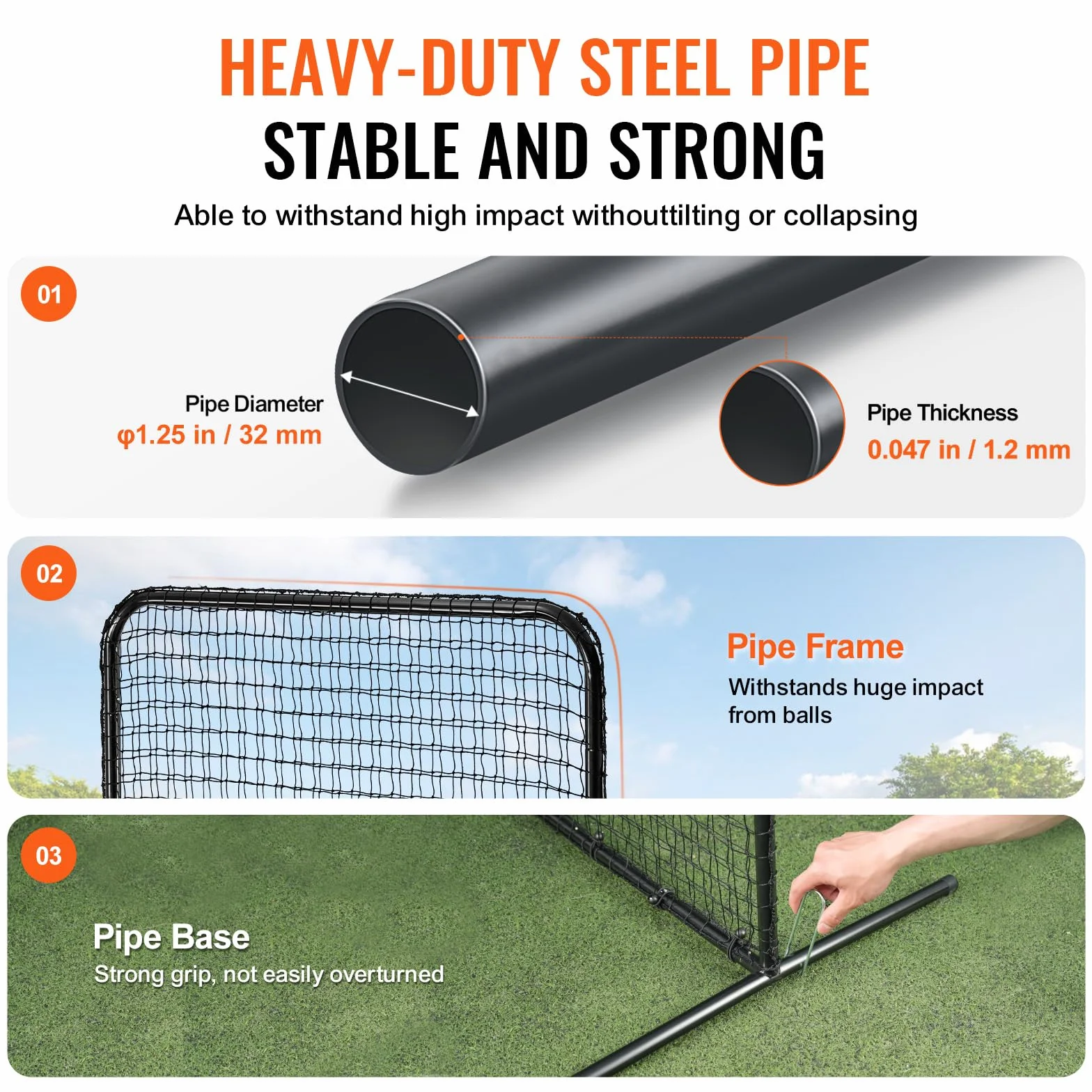 VEVOR Écran Protecteur de Baseball en Forme de L, Filet de Protection Softball 213x213 cm, Portable avec Sac de Transport