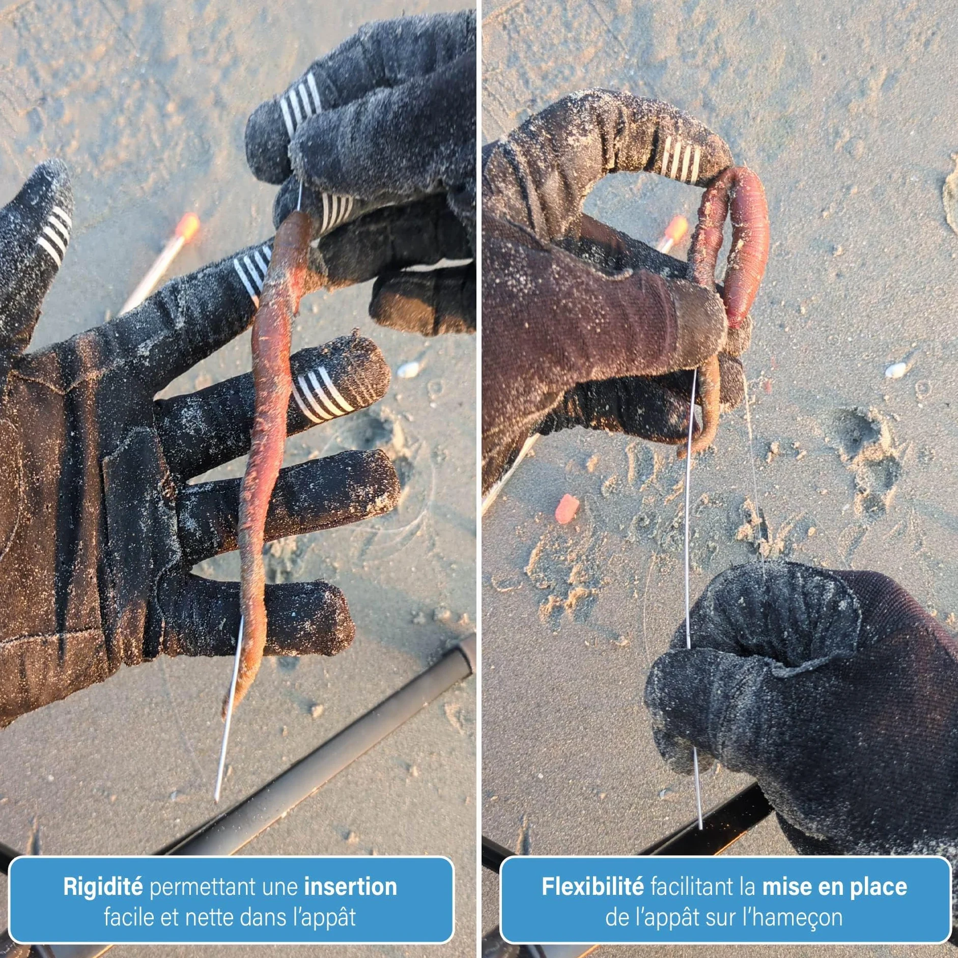 F2M - Pack pêche en surfcasting - Lot de 2 Rouleaux de Fil à ligaturer Les appâts + 1 Boite de 5 Aiguilles à locher Les vers
