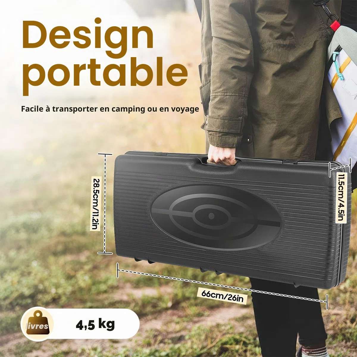 Réchaud à gaz portable d'extérieur à 2 feux avec plaque de cuisson | 50 % d'efficacité thermique et plaque de cuisson lavable au lave-vaisselle (43,5 x 25 cm) pour camping/balcon avec soupape de