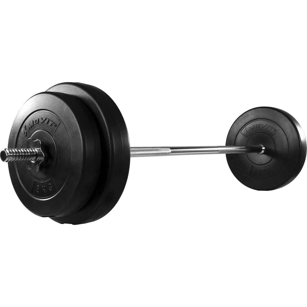 MOVIT Ensemble d'haltères longs 30 kg ou 60,5 kg, barre chromée et moletée avec fermetures en étoile