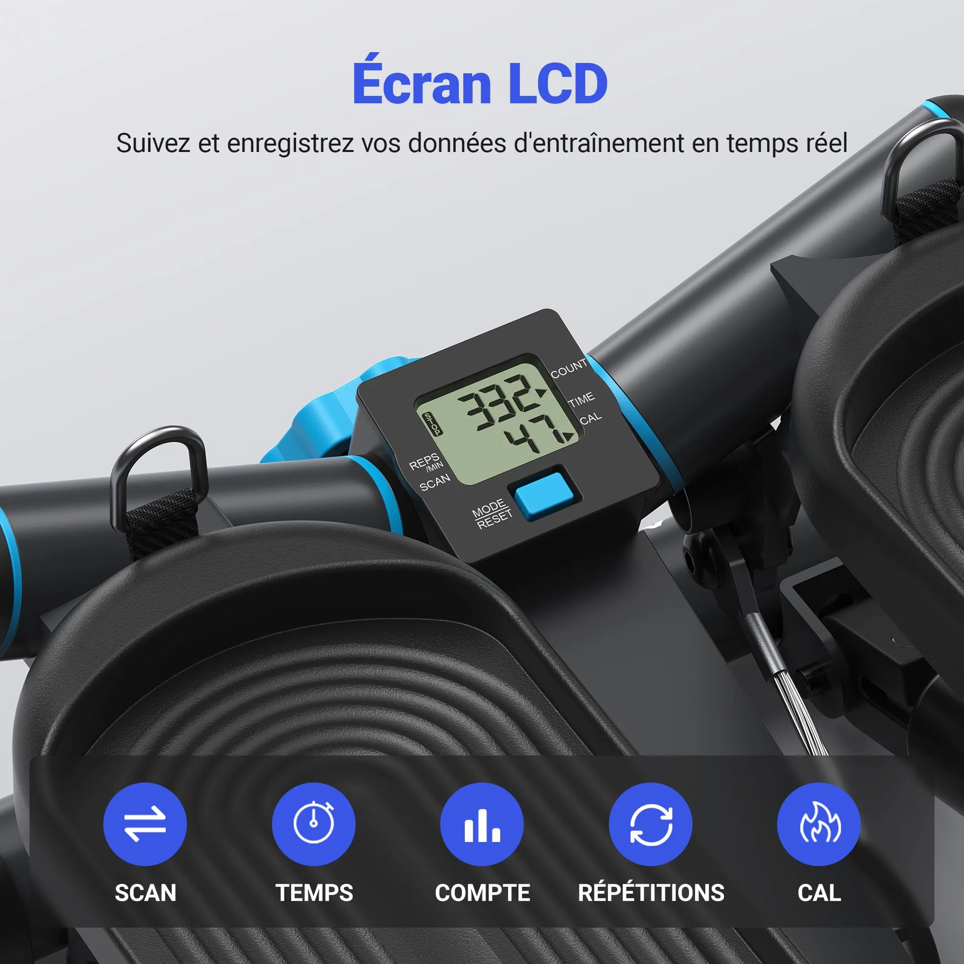 MERACH Stepper 2 en 1 pour la Maison, Silencieux 150 kg avec Écran LCD, Fitness avec Cordes de Puissance