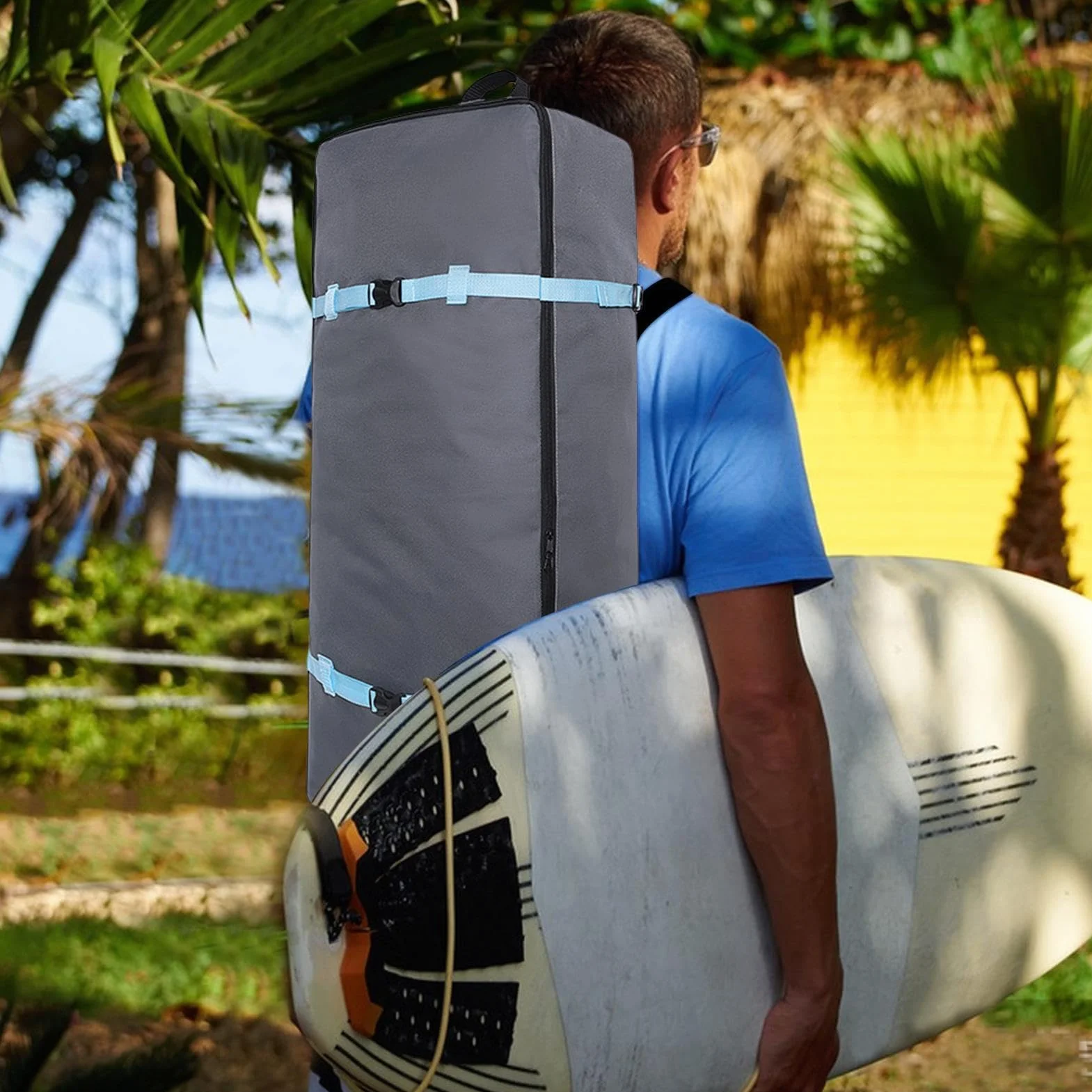 Sac à dos Paddle Board - Sac de transport étanche avec fermeture éclair - Sac de transport portable avec poignée - Sac de rangement polyvalent pour planches de surf