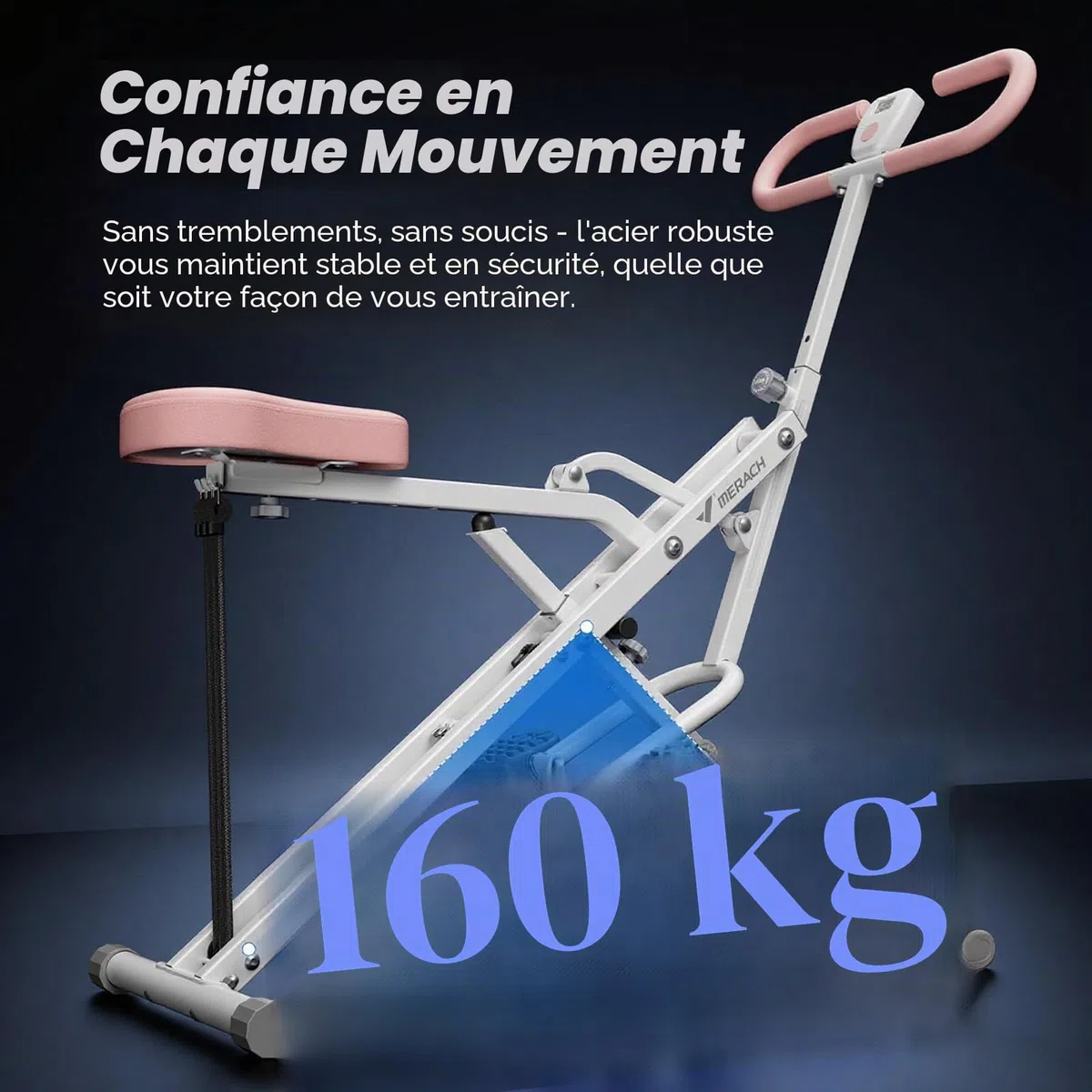 MERACH 2-en-1 Machine à Squats et Rameur, Appareil de Squat Pliable, Machine pour Fessiers, Jambes et Abdominaux, Montage en 10 Min pour la Maison et la Salle de Sport, Charge Max 160KG