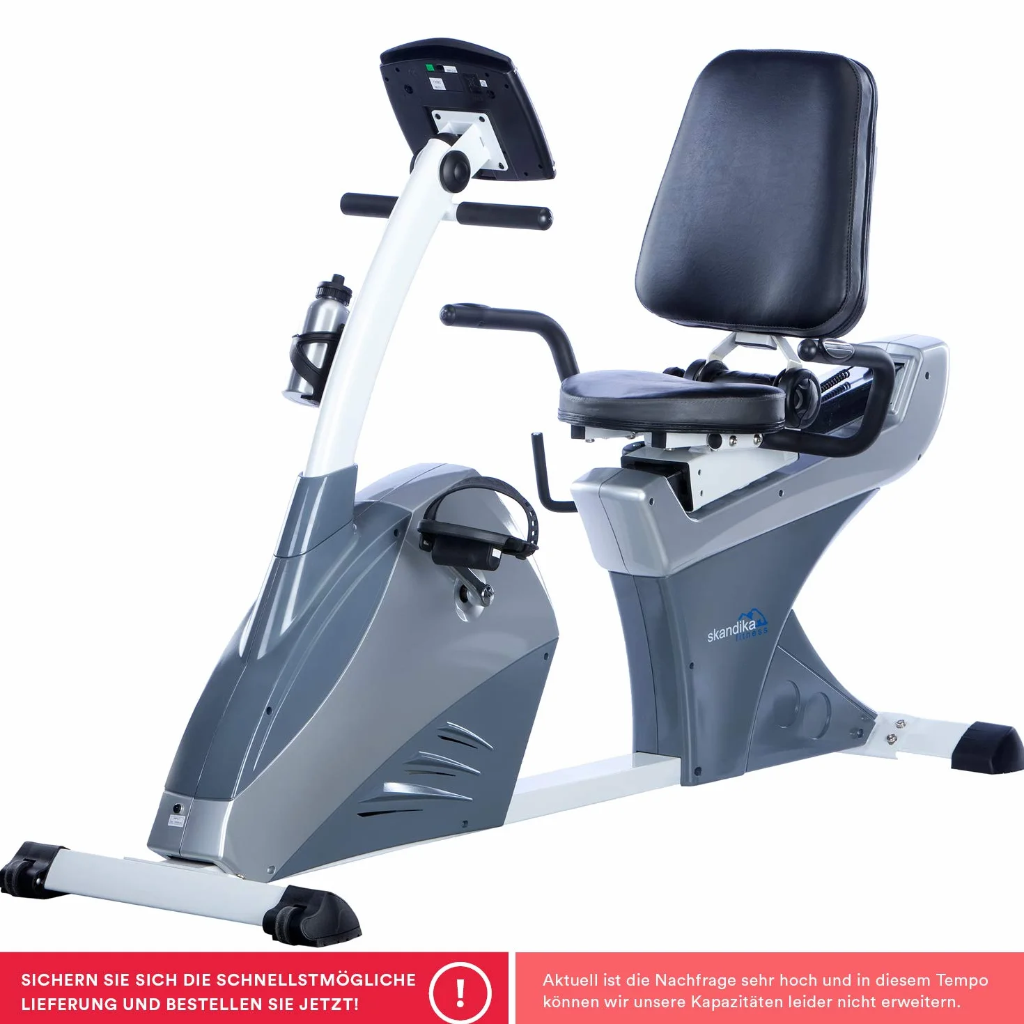 Skandika Centaurus Ergomètre inclinable, 13 kg, 12 programmes d'entraînement préinstallés et commande Bluetooth pour smartphone/tablette avec Google Street View