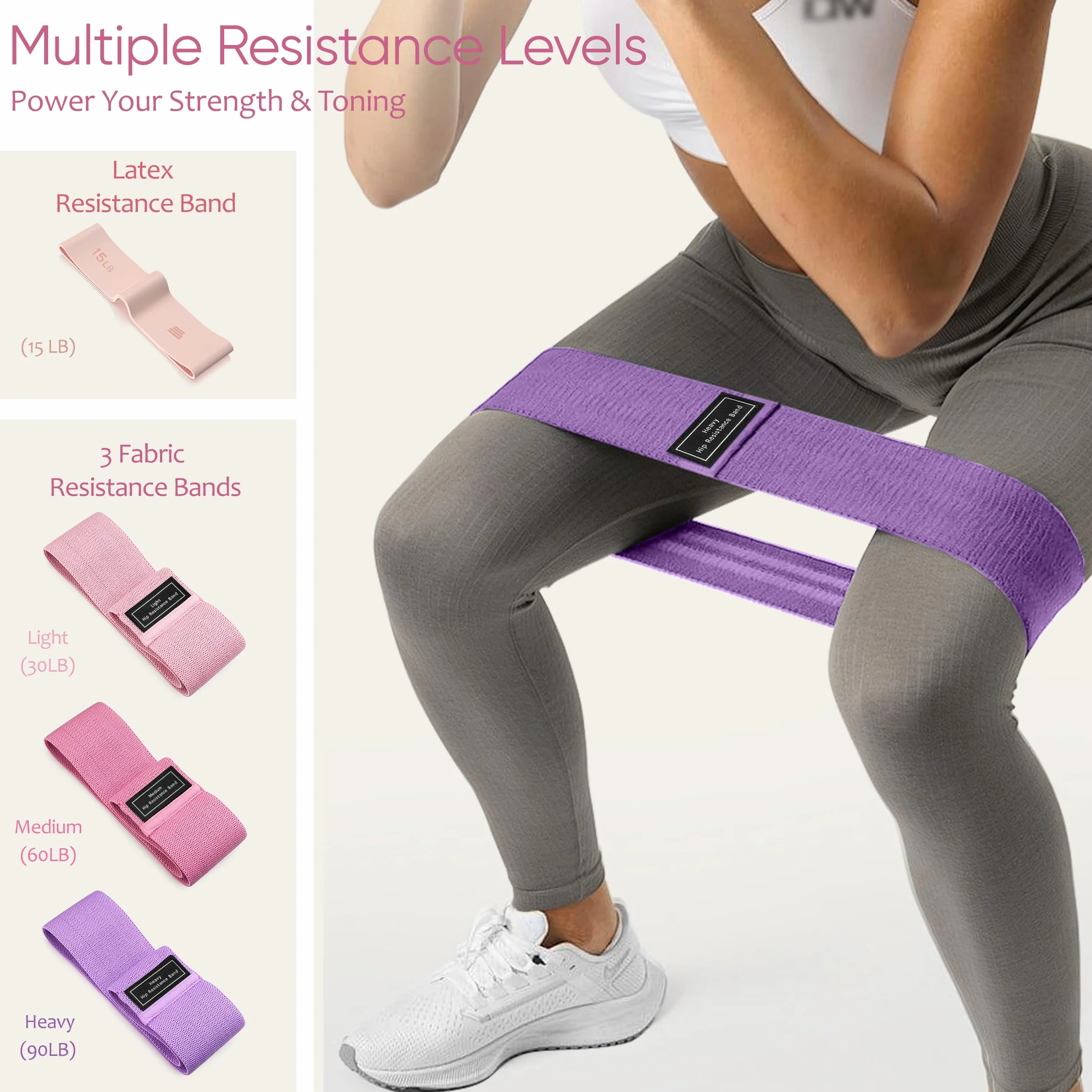 NANATI Kit de pilates 18 pièces, kit essentiel de pilates pour femmes à domicile, équipement de pilates avec anneau et balle de pilates de 36,8 cm, 7 bandes de résistance, poids de cheville, curseurs