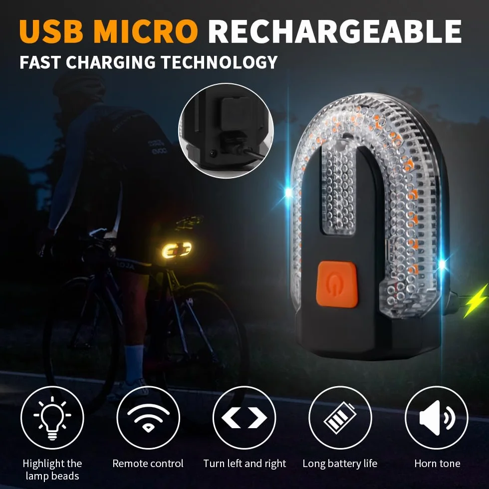 Feu Arriere Velo Clignotant pour Vélo, Télécommande sans Fil USB Rechargeable, 5 Modes