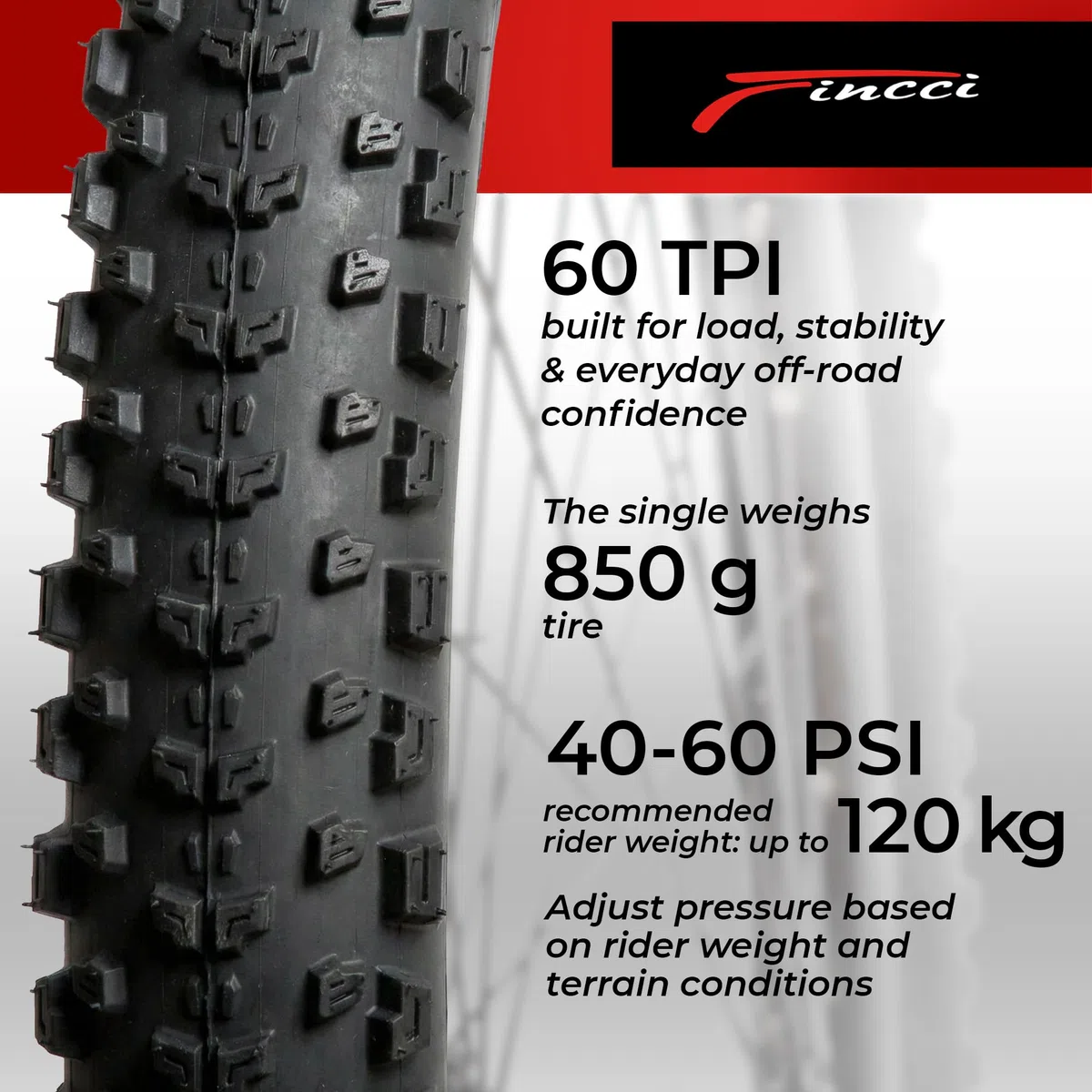 Fincci Paire de Pneus VTT 27.5 x 2.25 Pouces (57-584) ETRTO - Modèle Encamp 60 TPI Souple - Protection Anti-Crevaison Nylon 1mm - Pneu Haute Performance pour VTT Cross-Country et VAE Électrique