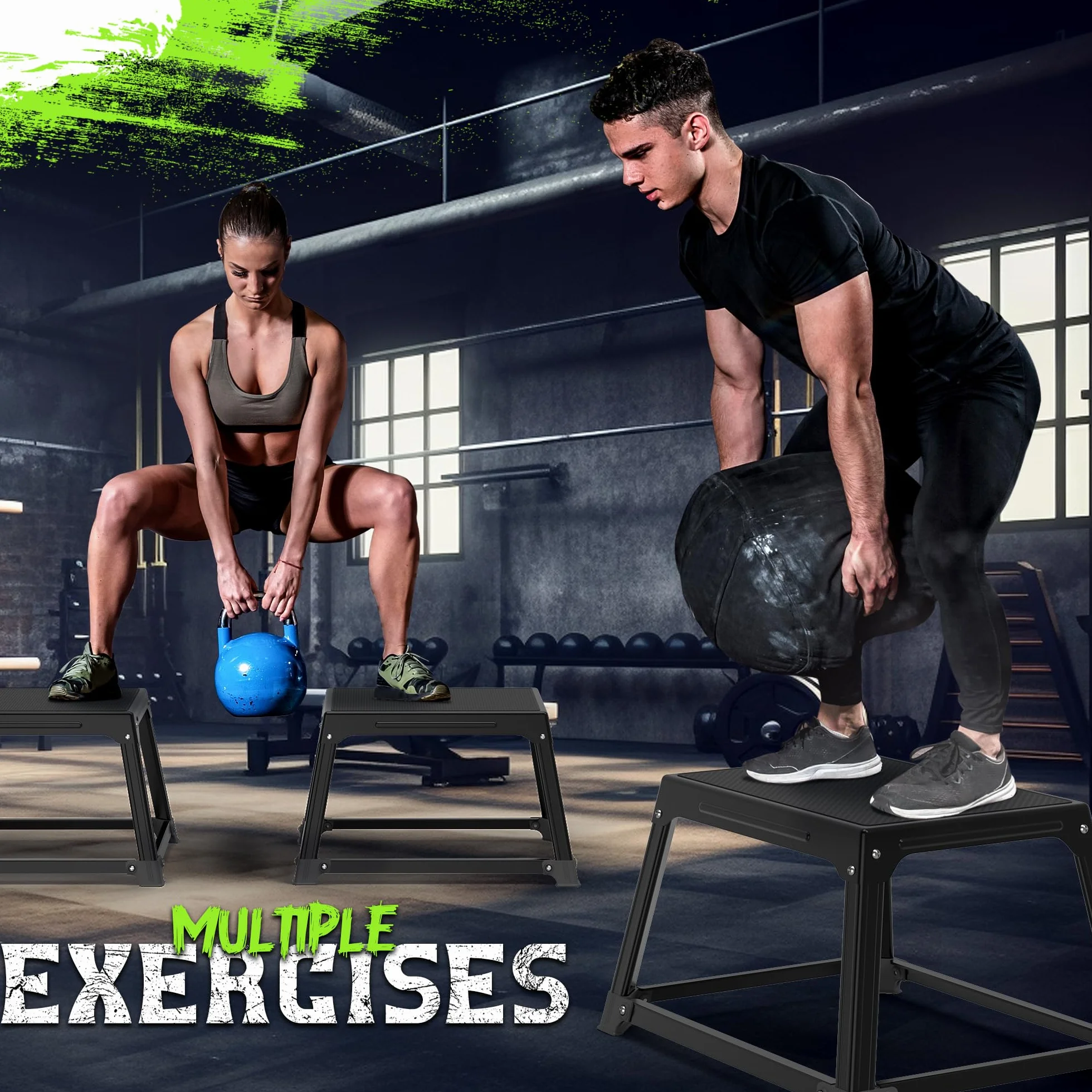 GanFindX Boîte de saut pliométrique en métal de 30,5 cm avec surface de 43,2 x 33 cm en acier pour exercices de fitness, d'agilité, d'endurance, de conditionnement, de musculation