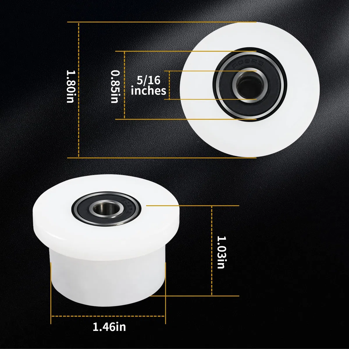 Lot de 4 roues usinées compatibles avec Total Gym 1000, 1100, 1400, 1500, 1600, Achiever, Force, Gold, Max, Platinum, Platinum Plus, Pro, Supra, Supreme, Ultima, Ultra, XLI (blanc)