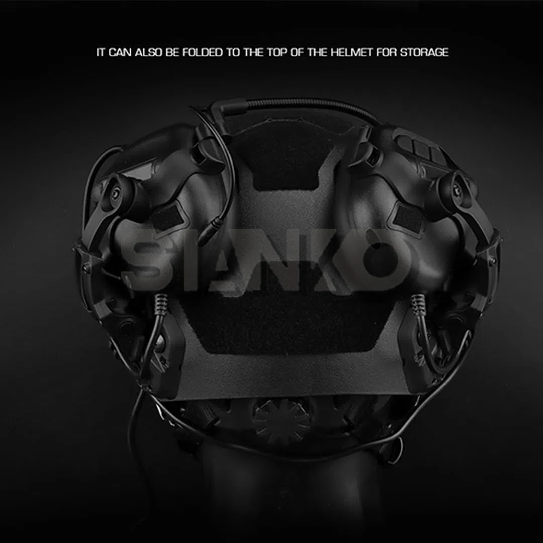 Casque tactique filaire avec protection auditive pour tir, chasse, réduction du bruit, commerces, annulation électronique (noir)