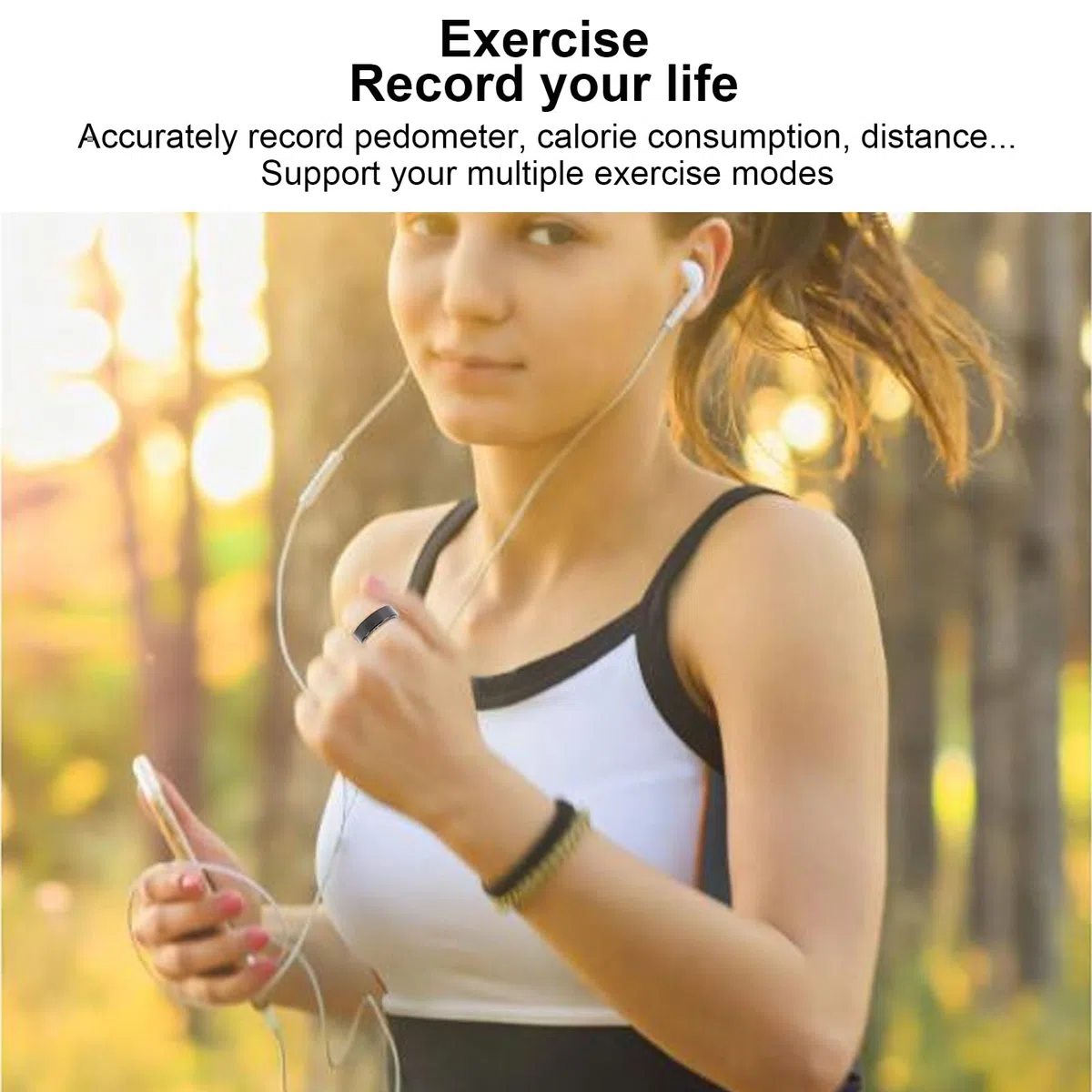 Smart Ring Health Tracker, Suivi du Sommeil, Anneaux de santé Portables, Anneaux de Suivi de la Condition Physique, avec Plusieurs Modes, Noir (Taille 13)