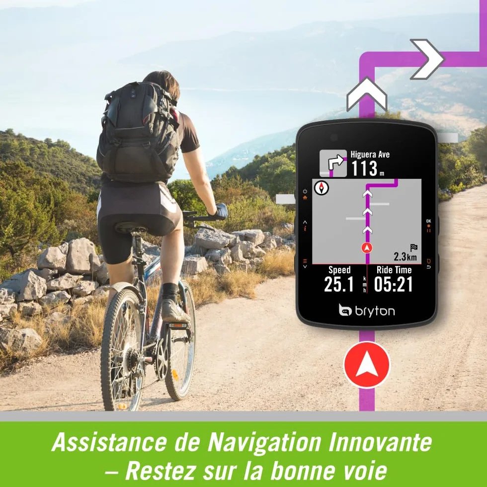 Bryton Rider 650/550 Compteur GPS pour vélo, écran Couleur 2,8", Navigation détaillée Virage par Virage, réglage Automatique de la luminosité, Compatible Bluetooth et Ant+