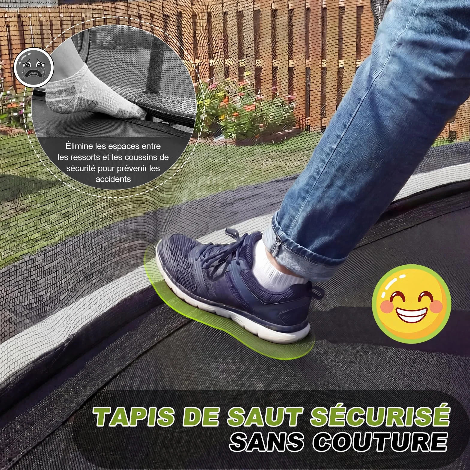 Devoko Trampoline Extérieur Ø 228/305/366/427 cm, pour Enfants, avec Filet de Sécurité, GS Certification, Couverture de Protection, Design Citrouille, Capacité de Charge 150 kg