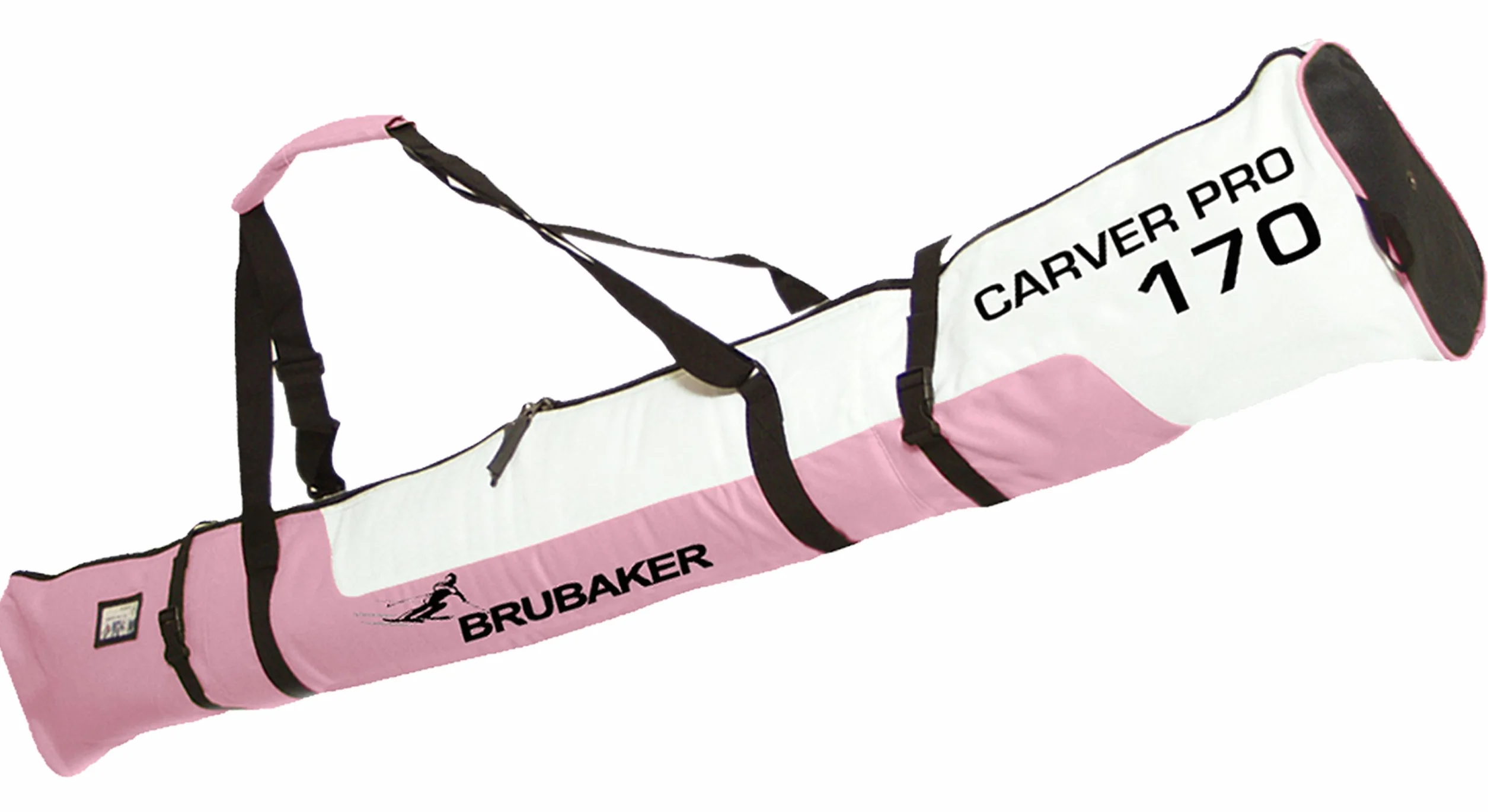 Brubaker Set Sac de Ski et Sac à Chaussures pour 1 Paire Jusqu'à 170 cm + Bâtons + Chaussures + Casque Rose/Blanc