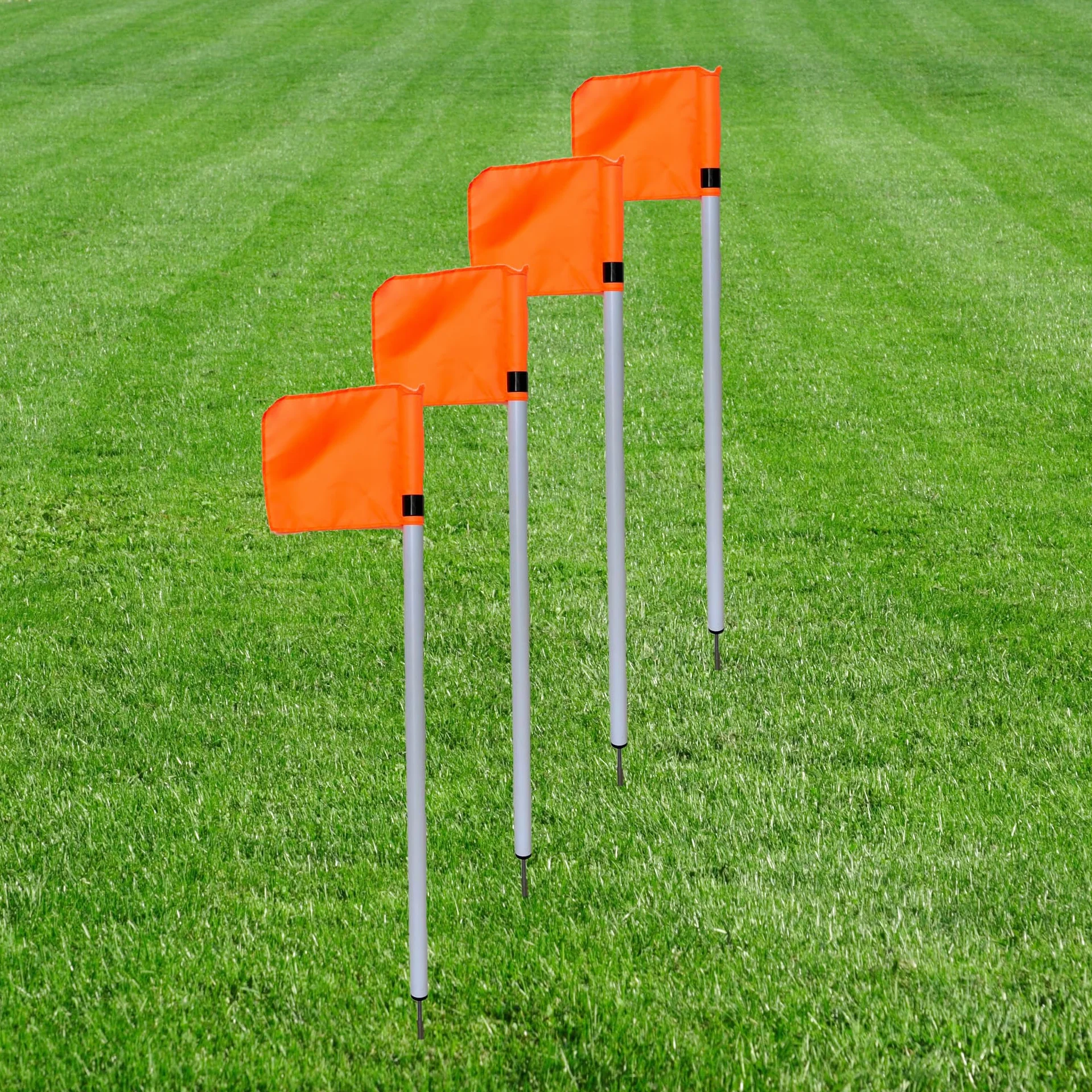 Soccer Pitch® set de drapeaux de coin pour le football enfant | poteaux de 1 m, marquage du terrain, aire de jeu, piquets de délimitation portables, entraînement de football
