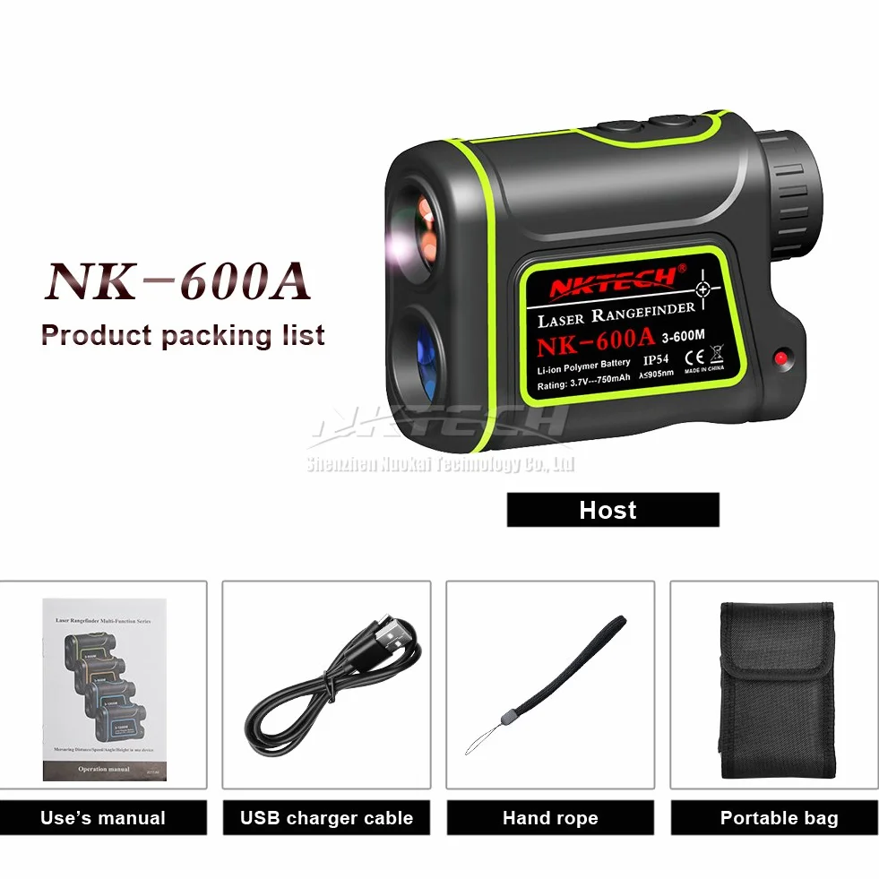 Télémètre laser 4-en-1, portée 1500 m, grossissement 8x, rechargeable, pour chasse et golf