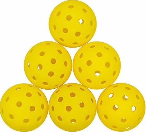 Lot de 6 balles de Pickleball d'extérieur 40 Trous, Grande durabilité, Rebond USAPA
