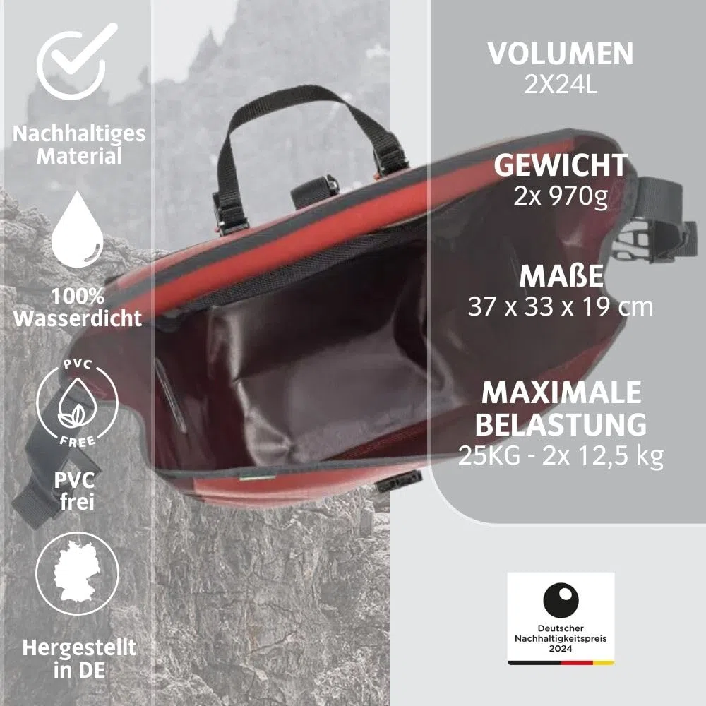 VAUDE Aqua Back Sacoche de vélo pour roue arrière - une paire – Volume 48 l - matière bâche sans PVC